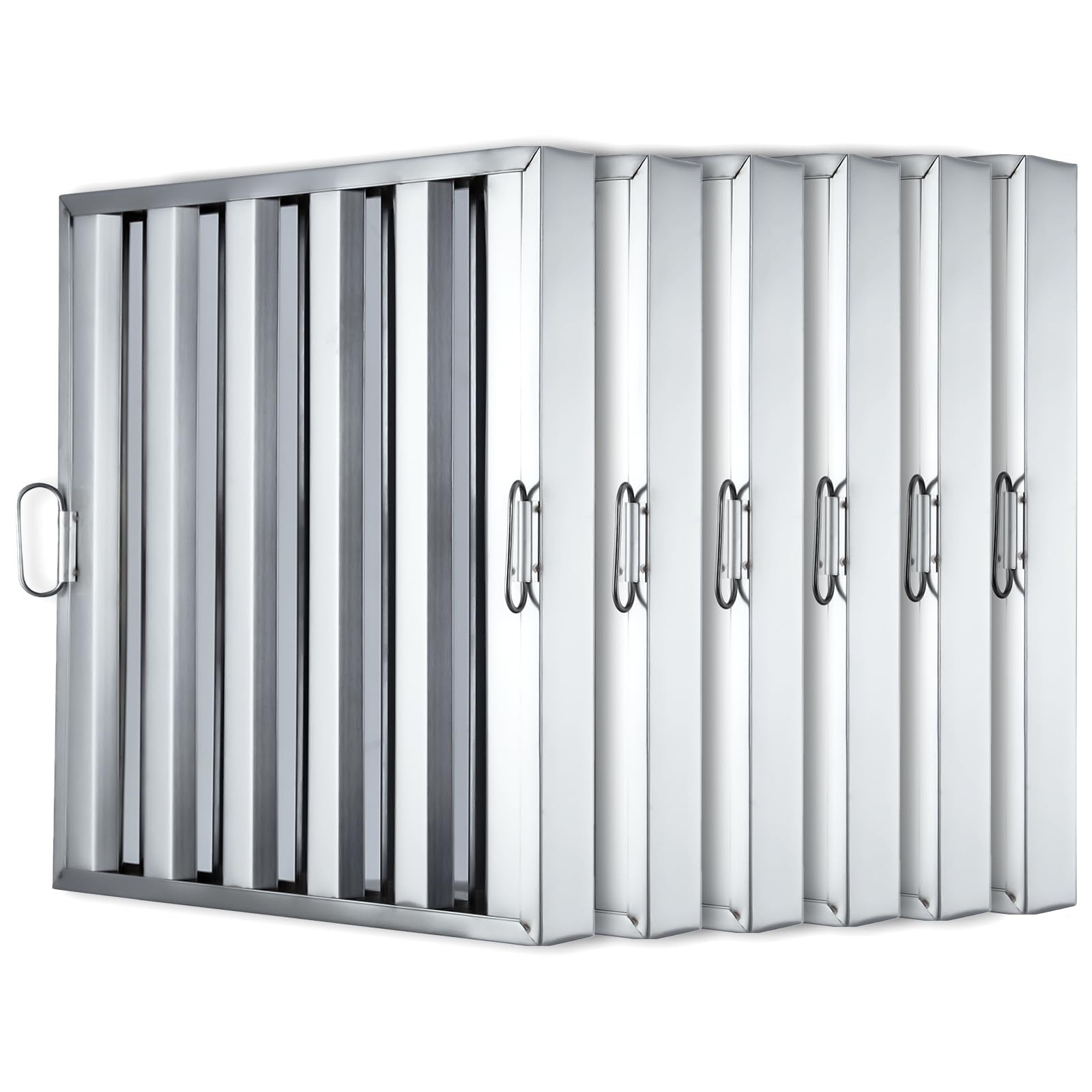 Garvee Commerical Hood Filters 19.5W x 15.5H Inch, 430 Stainless Steel 5 Grooves, Range Hood Filters for Restaurant Kitchen Exhaust Hoods, Pack of 6