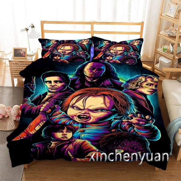 Horror Movie Chucky 3D Printed Duvet Cover Set Twin Full Queen King Size Bedding Set Bed Linens Bedclothes for Young K60