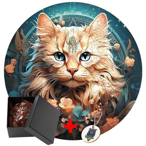 3D Puzzles Cat Montessori Toys Jigsaw Puzzles For s Logic Game 3d Wooden Puzzle Animal Wood Puzzl Toy Hell Difficulty Brain Teaser Hobby H24