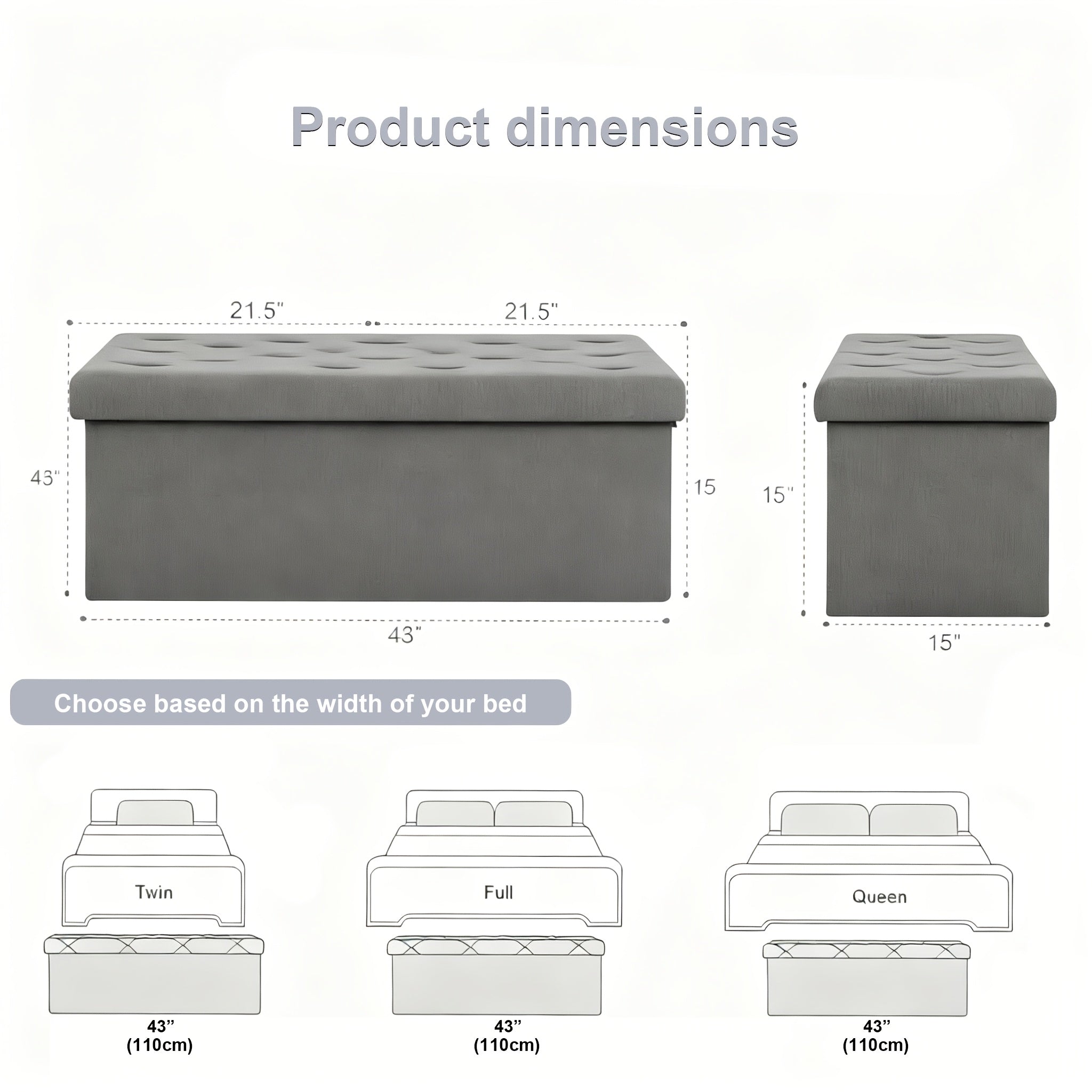 TEMU 30-43" Bench Deck Box For Patio Furniture, Folding Sotrage Ottoman Bench, Front Porch Decor And Outdoor Seating Stool For Bedroom, Living Room,