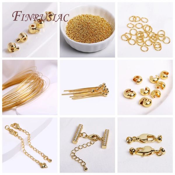Supplies For Jewelry Wholesale 14K18K Gold Plated Double-Cup Bead Tip Cover Knot Crimp Clasp End Caps For Jewellery
