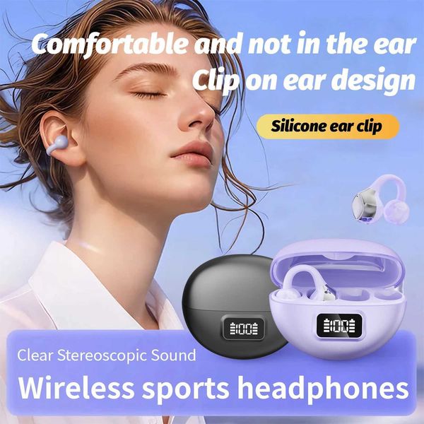 Sports Wireless phones Earclip Design ENC HD Call set HiFi Music Earphones Waterproof Earbuds For Smart phone Z241218