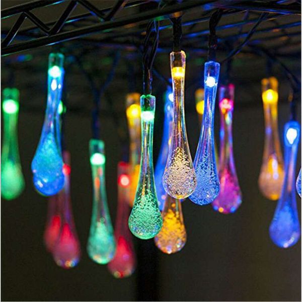 Solar water droplet string bubble raindrop battery plug-in LED color outdoor tent decoration light