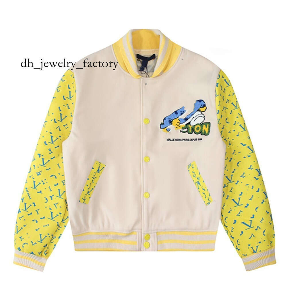 vuittons Mens Jackets designer Classic l Vintage Baseball Varsity Coat Loose Mens Women Outerwear Wool Flocking Leather Single Breasted Couples Warm