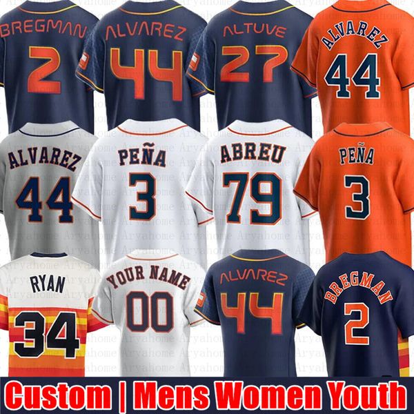 Custom 27 Jose Altuve Baseball Jersey Alex Bregman Jeremy Pena City Contact Yordan Alvarez Nolan Ryan Kyle Tucker Craig Biggio Justin Verlan