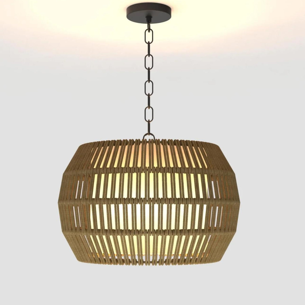 Garvee Handwoven Paper Rattan Pendant Light,Bohemia Lampshade Woven Chandelier Dome Farmrhouse Lighting,Hanging Light for Kitchen Bar Bedroom Cafe Liv