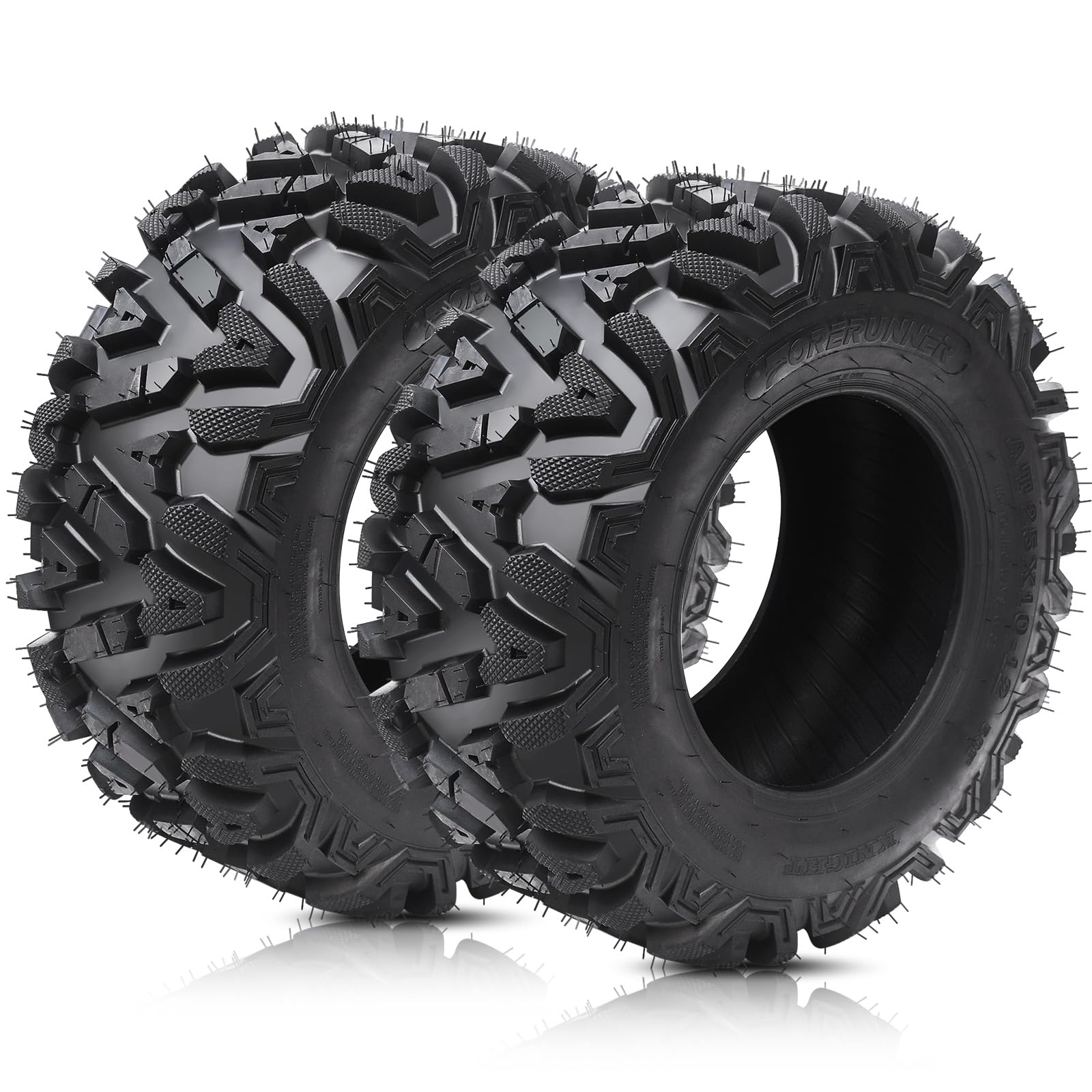 Garvee Set of 2 ATV Trail Tires 6PR Knobby Sport Tires, Tubeless - AT25x10-12-6PR TL APOLLO
