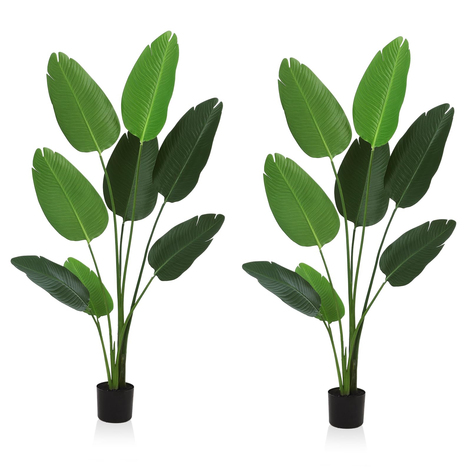 Garvee 5Ft Artificial Bird of Paradise Plant, Tropical Palm Tree, 8 Trunks, Flame-Retardant, Indoor-Outdoor Decor, Adjustable Shape