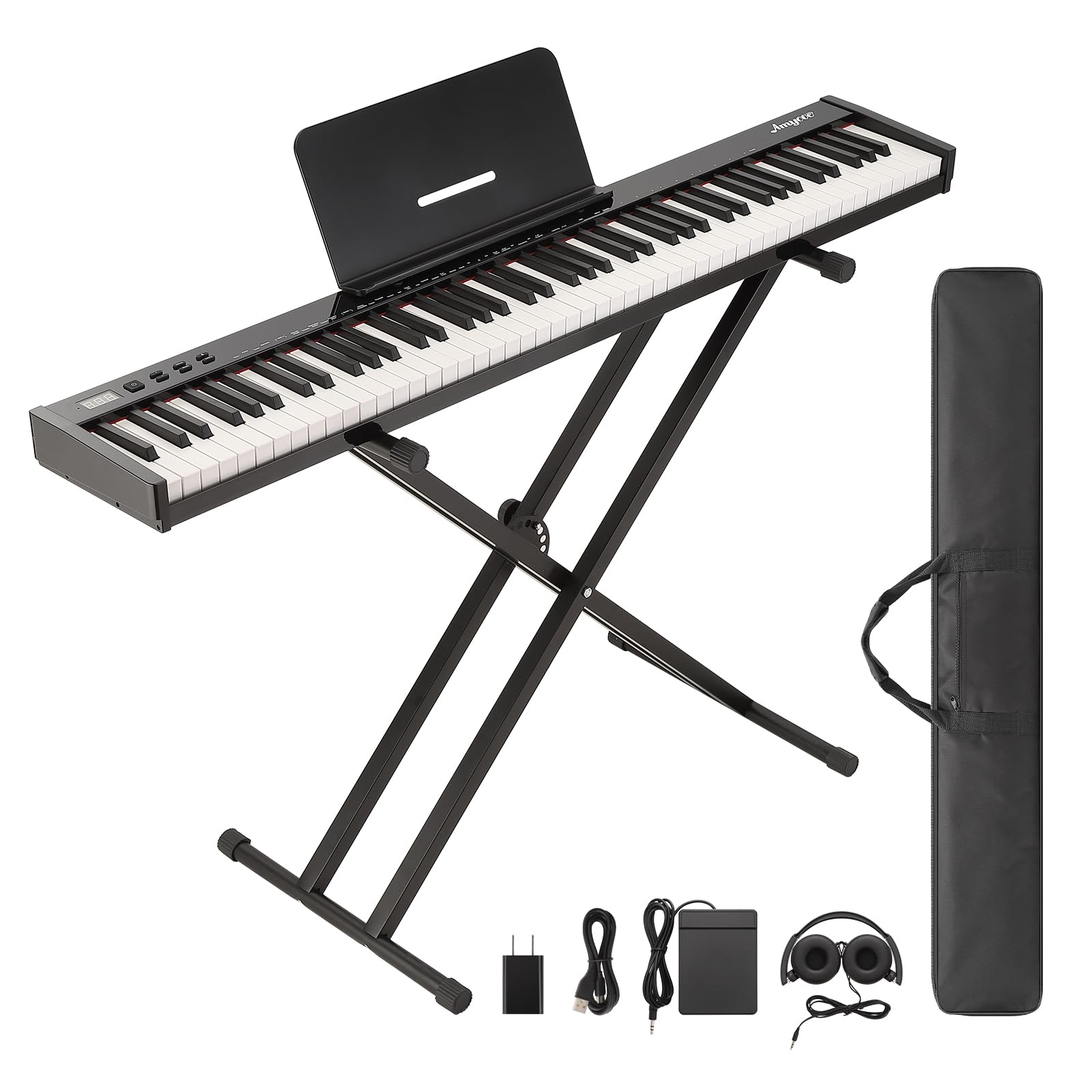 Garvee Piano Keyboard 88 Keys Semi-weighted, Full-Size Electric Keyboard Piano for Beginners,Portable Keyboard with Stand,Headphones,Sustain Pedal,Han