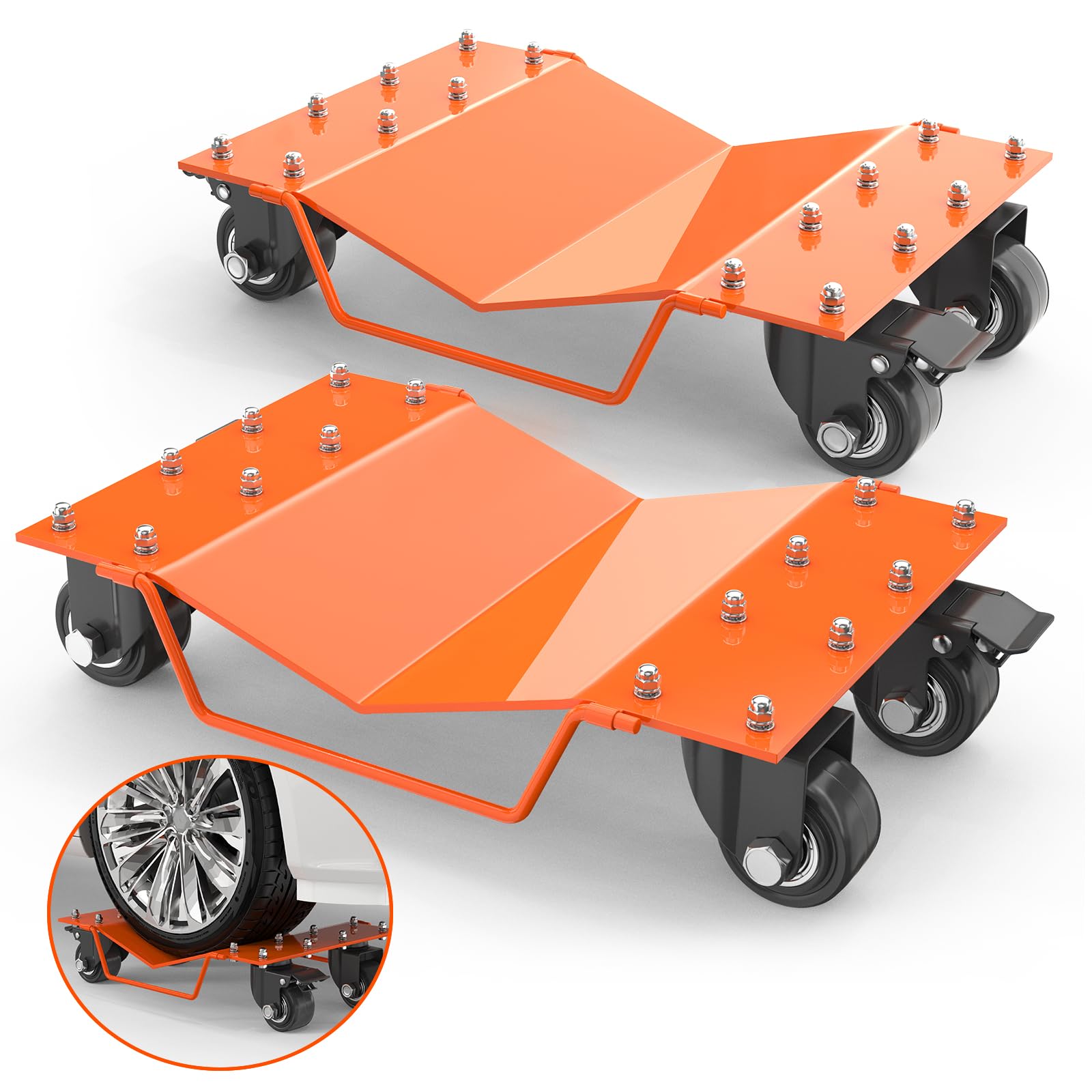 Garvee Heavy Duty Car Wheel Dolly Set, 4000LBS Car Moving Dolly, Wheel Dollies Car Tire Stake Set of 2 Piece, Car Tire Dolly Cart Moving Cars, Trucks,