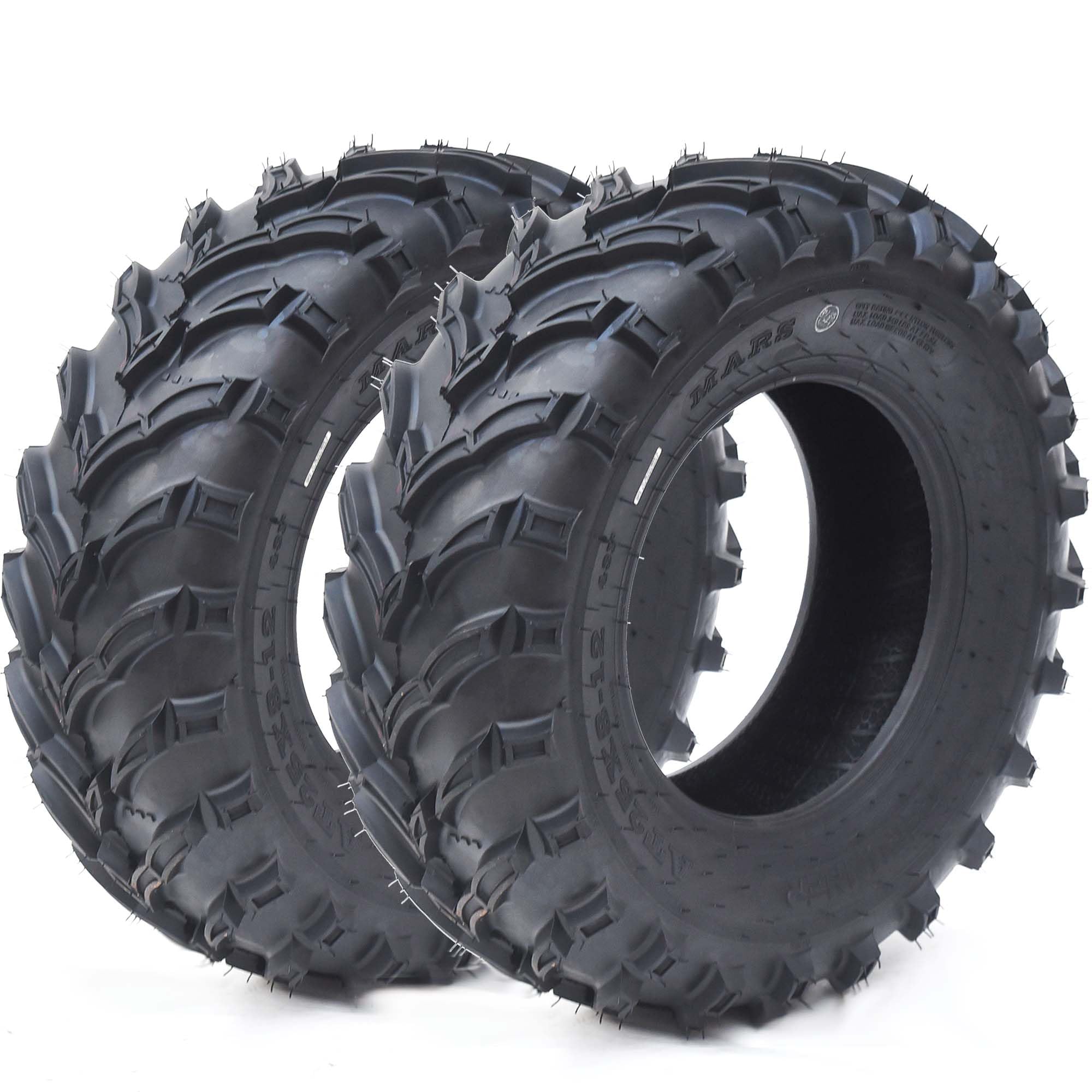 Garvee Set of 2 ATV Trail Tires 6PR Knobby Sport Tires, Tubeless - AT25x10-12-6PR TL MARS