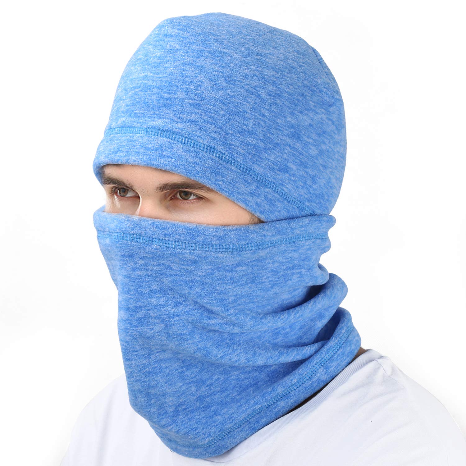 Balaclava Ski Face Mask, Winter Cold Weather Windproof Hooded Scarf Hat with Neck Warmer, Cycling UV Protector for Women Men Blue