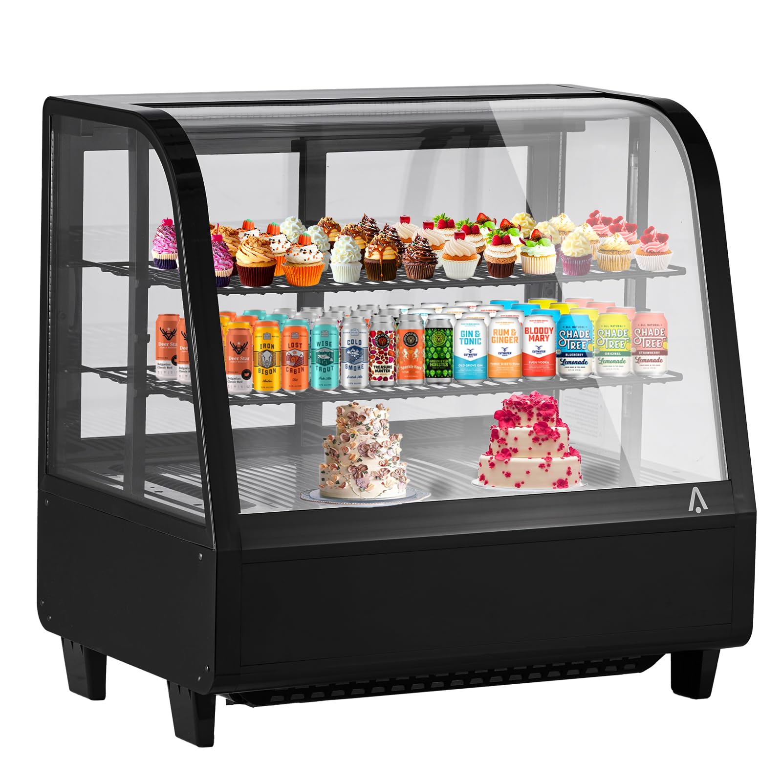 Garvee 100L-3.6 Cu.Ft Commercial Cake Display Refrigerator, Single-Door Fridge with LED Lighting, Floor Refrigerator for Home Store Office