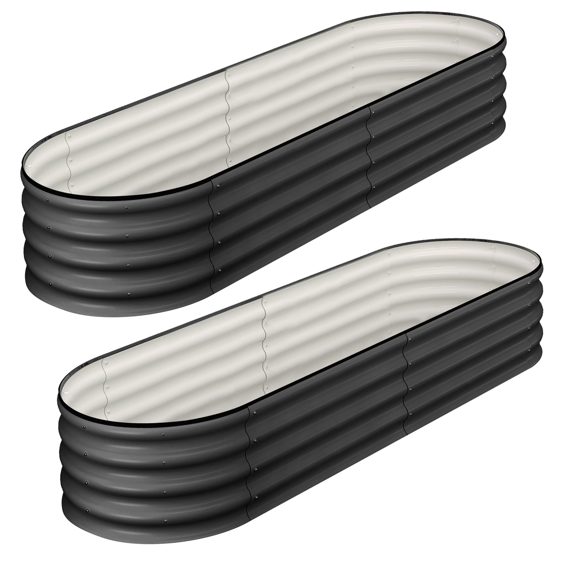 Garvee 2-Pack 4.5'x2'x1' Oval Galvanized Raised Garden Beds Open Base Metal Planters, Tool-Free Assembly, Large Outdoor Planter Boxes, Grey