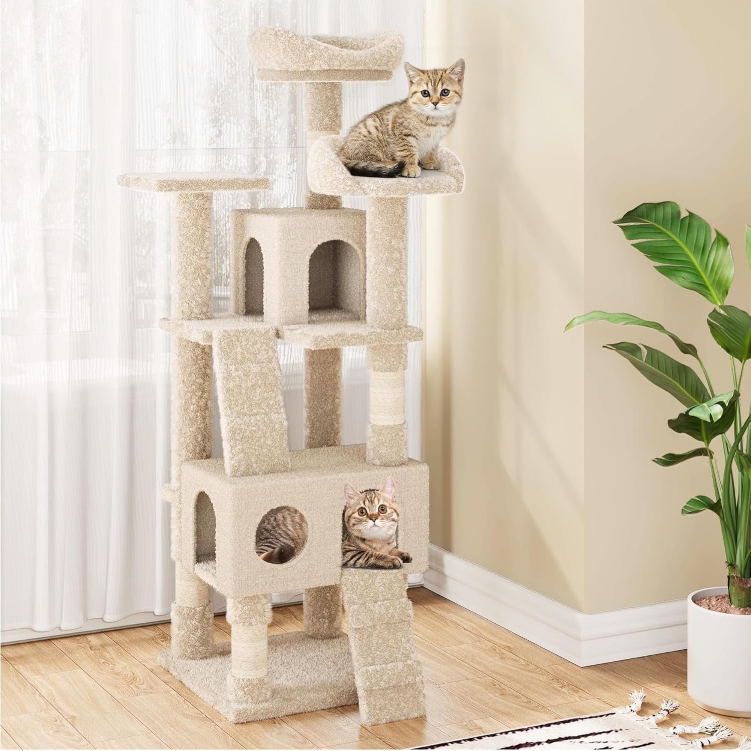 Garvee Cat Tree Tower, Multi-Level Cat Tower with Top Perch, Ladders, and Spacious Condo for Small and Large Cats