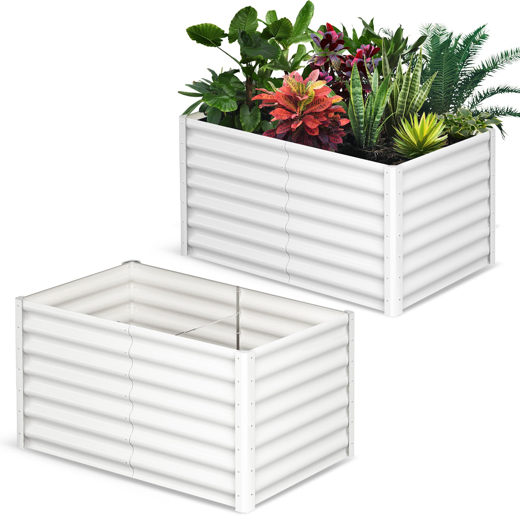 Garvee Galvanized Raised Garden Bed Outdoor 6x3x2FT Large Planter with Safety Edge and Glove, Durable Metal, Open Base for Vegetables and Flowers