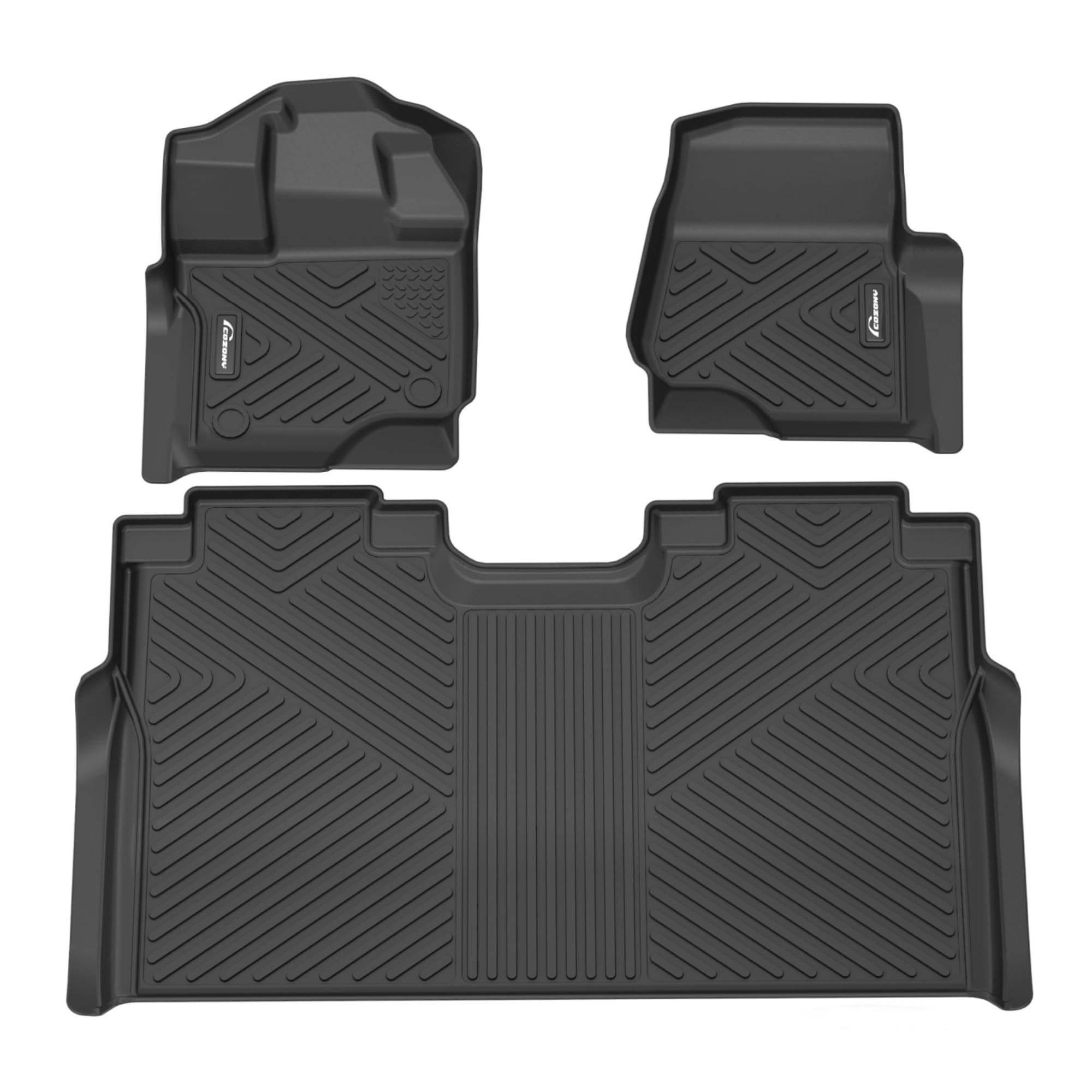 Garvee Custom Fit Floor Mats Compatible with 2015-2024 Ford F-150- F150 Lightning Super Crew Cab, Black TPE All-Weather Car Floor Liners, Front & Rear