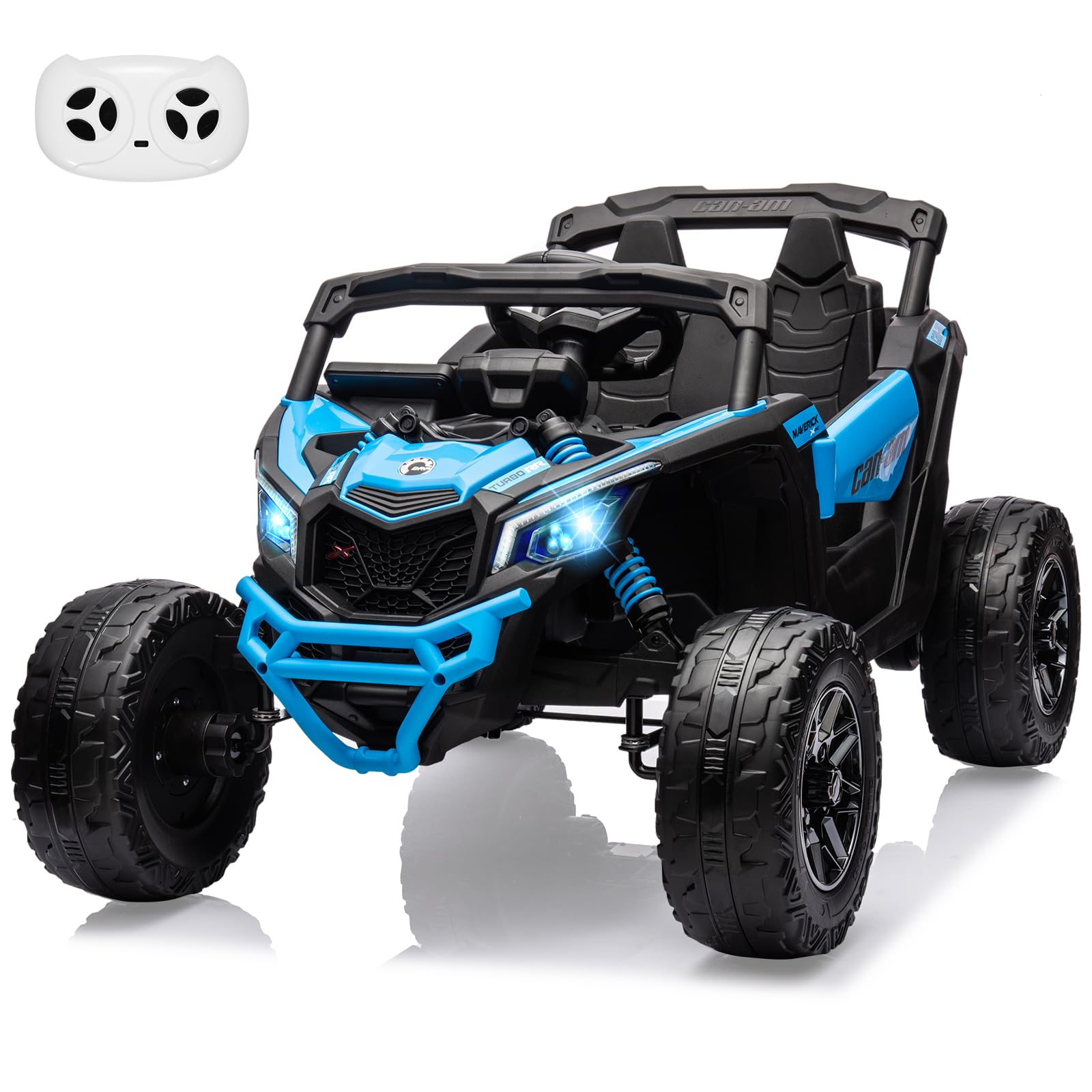 Garvee 12V Can-Am Ride-On UTV: Remote Control, Large Seat, Music, LED Lights, Spring Suspension, for Boys & Girls - Blue