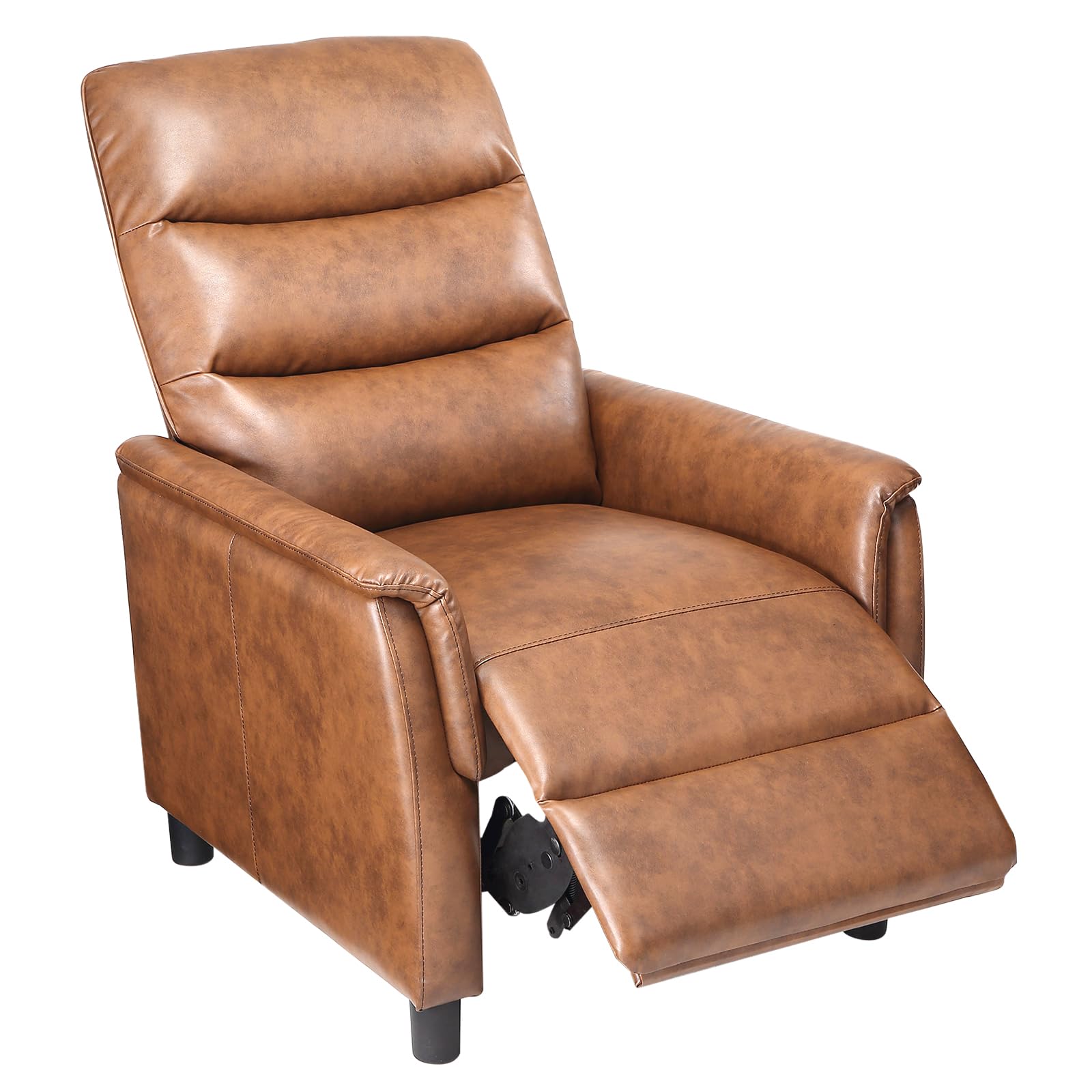 Garvee Pushback Recliner Chair, Upholstered Leather Accent Chair, Comfy Armchair, Single Leather Sofa for Living Room Bedroom, Brown