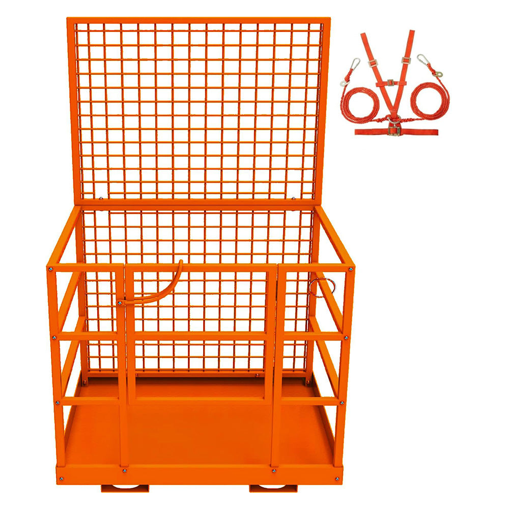 Garvee Forklift Safety Cage, 43"x45" Forklift Man Basket,1800lbs Capacity Forklift Work Platform with Safety Harness & Lock,Forklift Aerial Platform 2