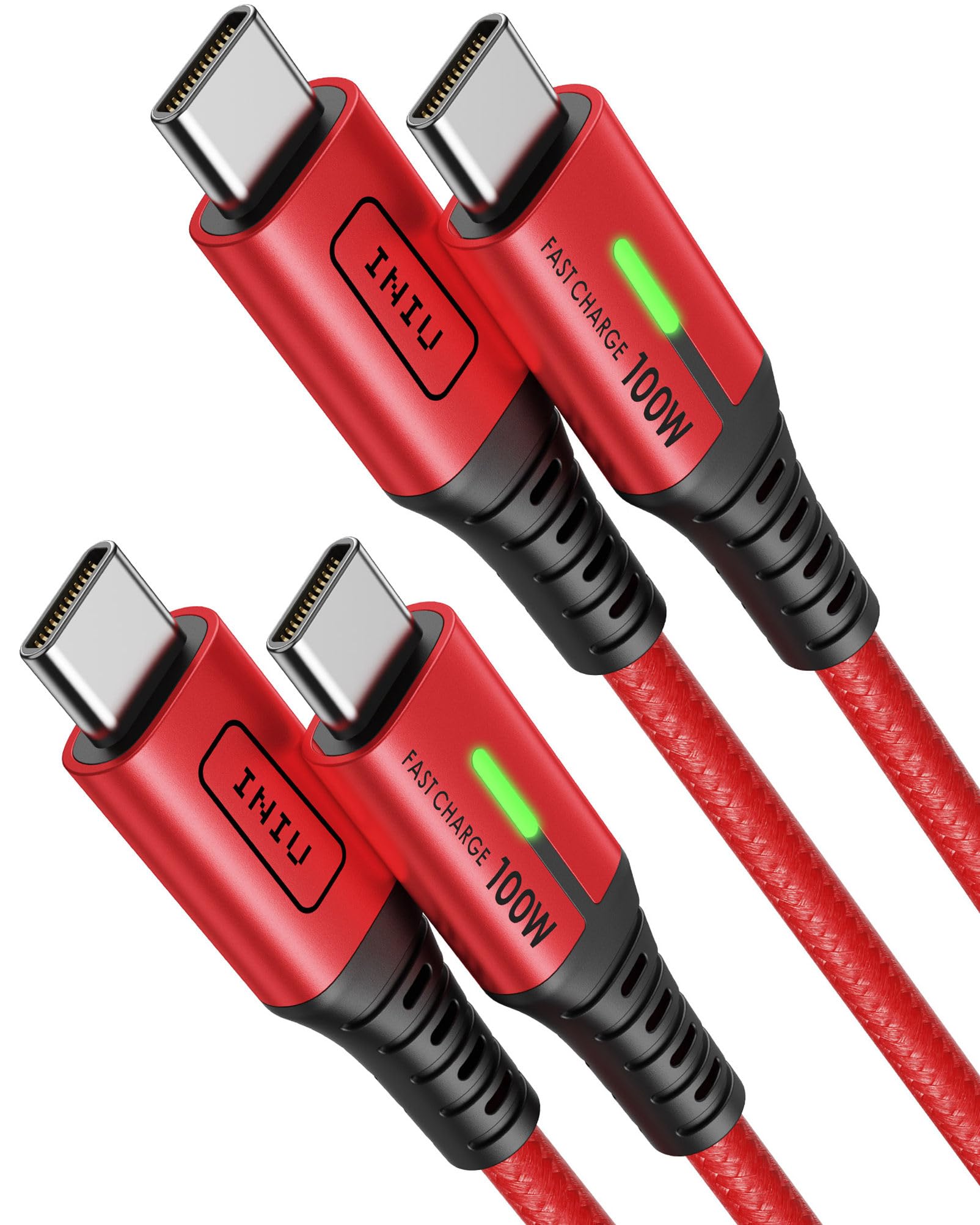 INIU USB C to USB C Cable, [6.6ft, Red] 2-Pack C Cable to C Cable for iPhone 17 16 15 Pro Max Samsung S25 S24 Ultra Laptops MacBook iPad Air Switch et