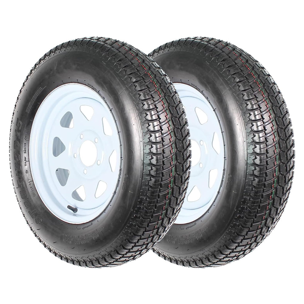 Garvee ST205-75D15 Trailer Tires (2 Pack), 6PR Load Range C, 5 Lug 4.5", 15" Rim, Fuel-saving Bias Ply, Max Load 1820 LBS for Travel, Cargo, Boat, Uti