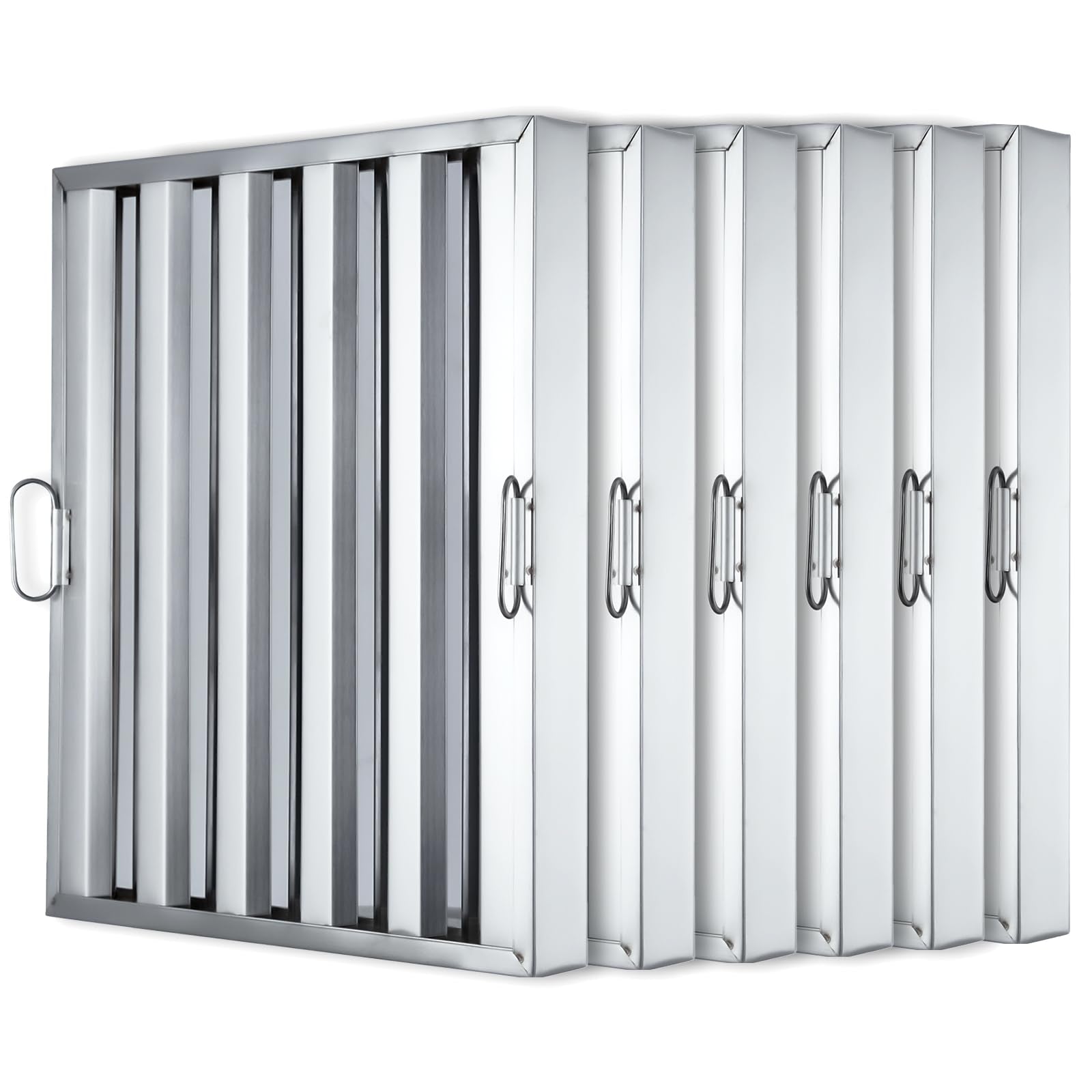 Garvee Commerical Hood Filters 19.5W x 19.5H Inch, 430 Stainless Steel 5 Grooves, Range Hood Filters for Restaurant Kitchen Exhaust Hoods, Pack of 6