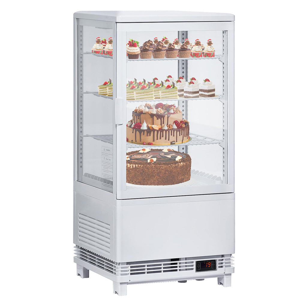 Garvee Commercial Cake Display Refrigerator, 2.8 Cu.FT Single-Door Merchandiser with Interior LED Lighting, Double-Layered Glass, Countertop-Floor Ref