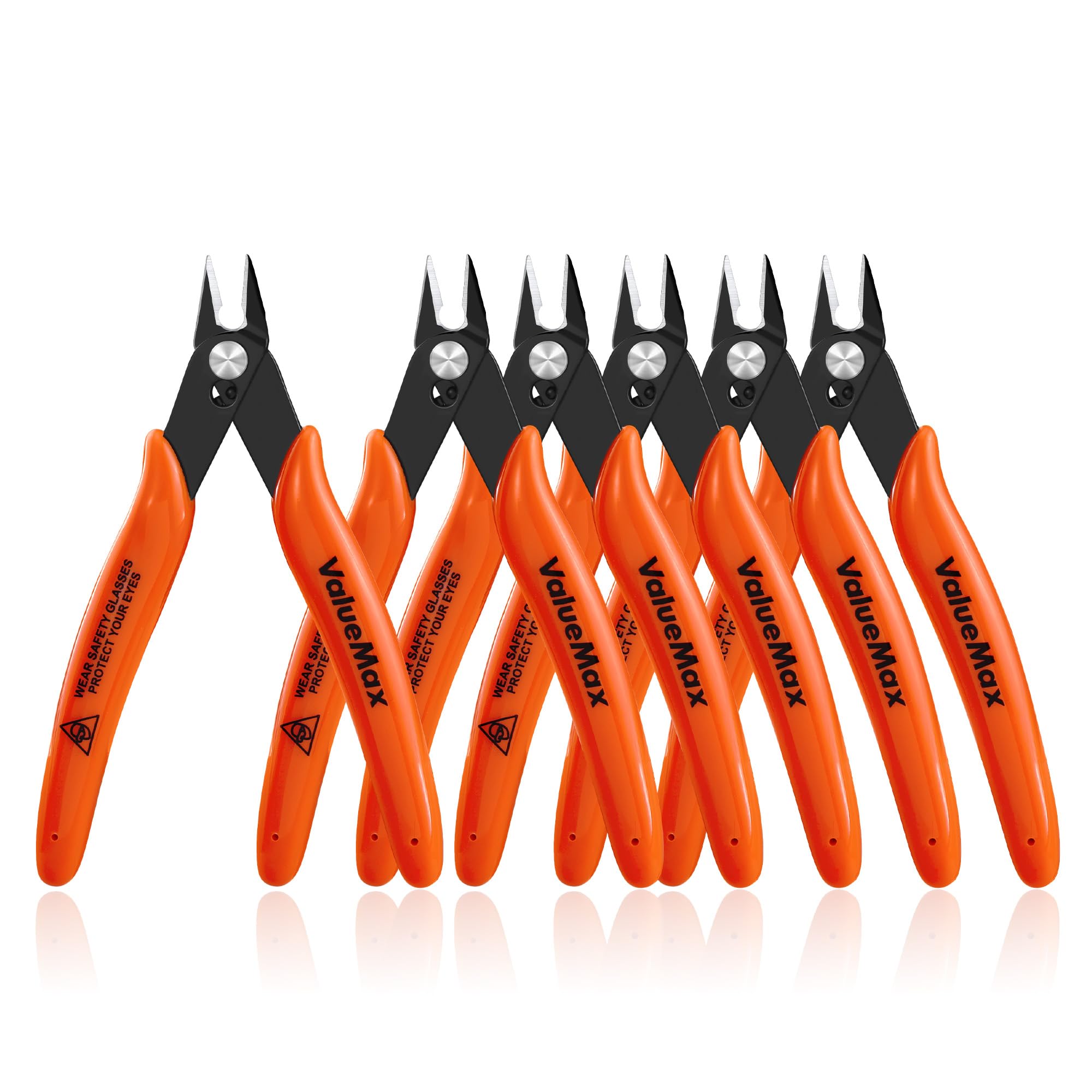 ValueMax Flush Cutters 12 Pack, 5" Micro Precision Side Cutter Pliers Spring-loaded, Small Diagonal Cutters for Jewelry Making, Electronics, Zip Ties,