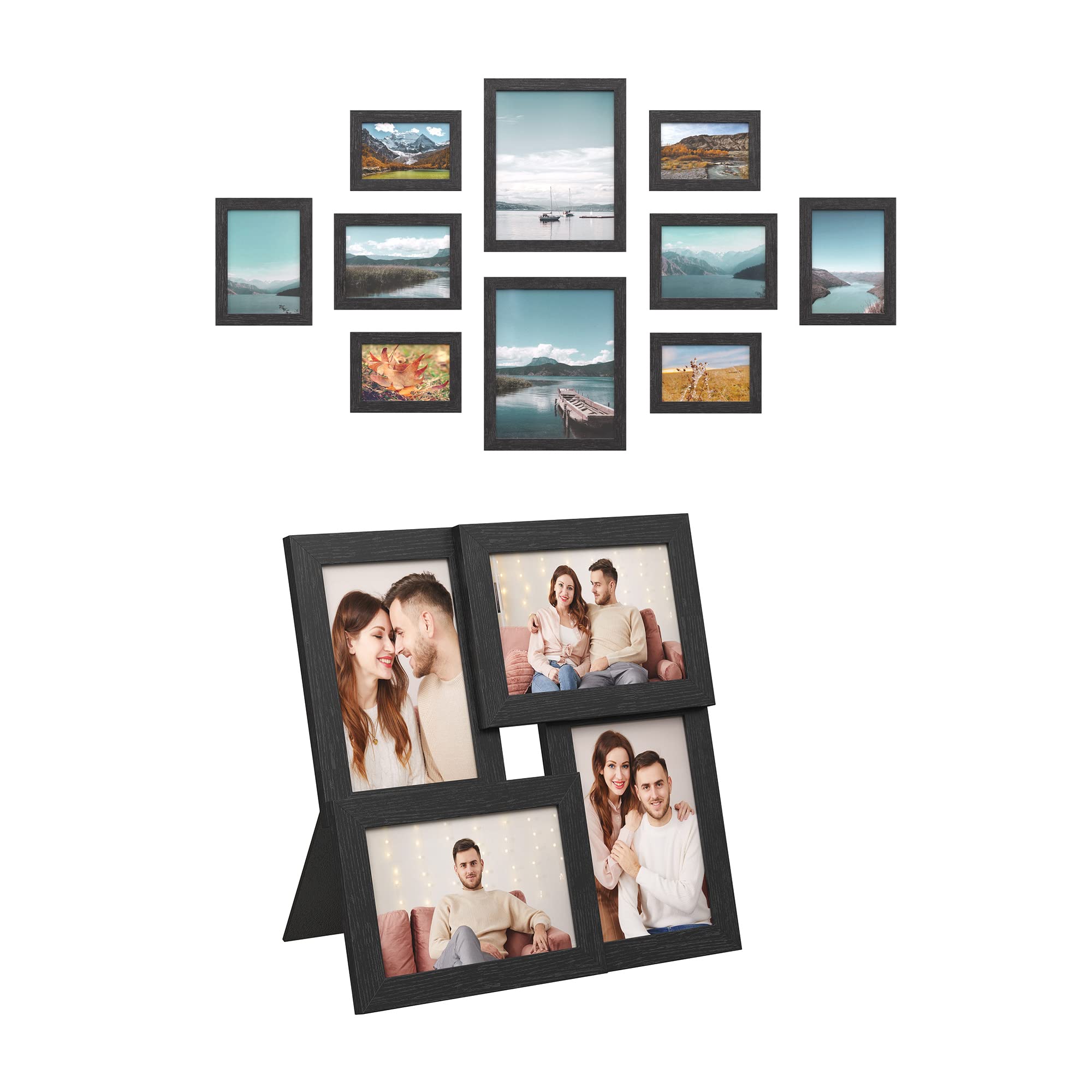 SONGMICS Different Sizes Picture Frames Bundle with 10-Pack Photo Frames and 1-Pack Collage Picture Frames