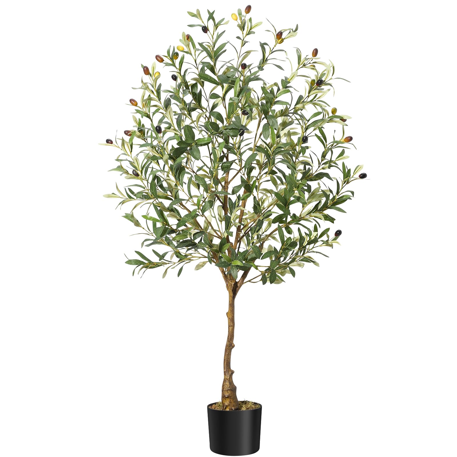 Garvee Olive Trees Artificial Indoor, 5FT Tall Olive Tree Plants, Faux Olive Tree with Realistic Trunk, Leaves, Fruits for Home Office Decor