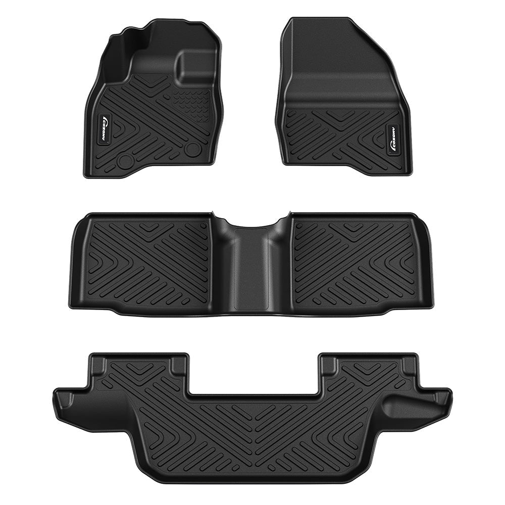 Garvee Floor Mats Fits 2015-2019 Ford Explorer Anti Skid Floor Liners Black, All Weather TPE Floor Liners w-o 2nd Row Center Console