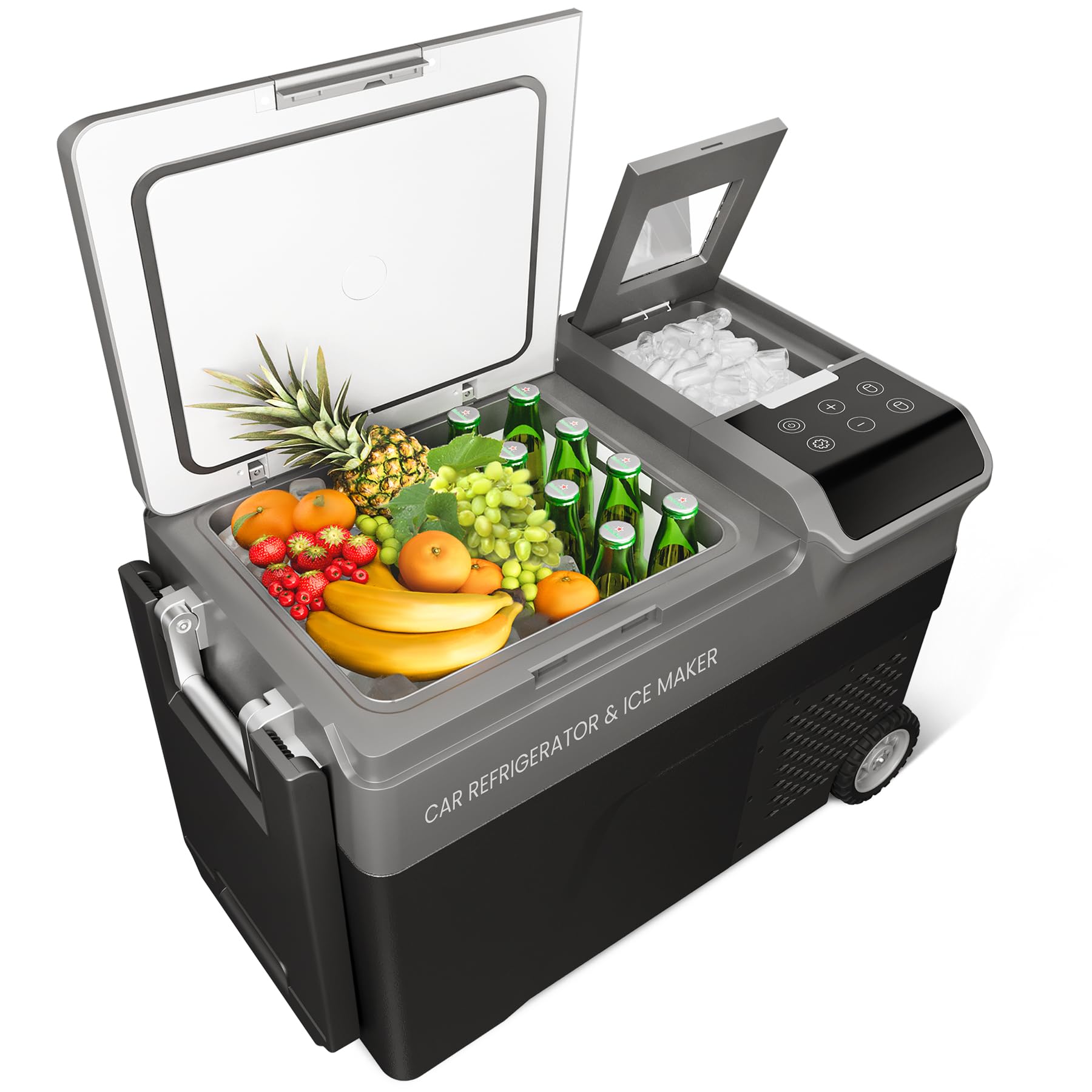 Garvee 12 Volt Refrigerator with Ice Maker,40QT(38L) Electric Cooler, Car Refrigerator Usable Battery Dual Zone,12V Fridge 12-24V DC 110-240V AC for C