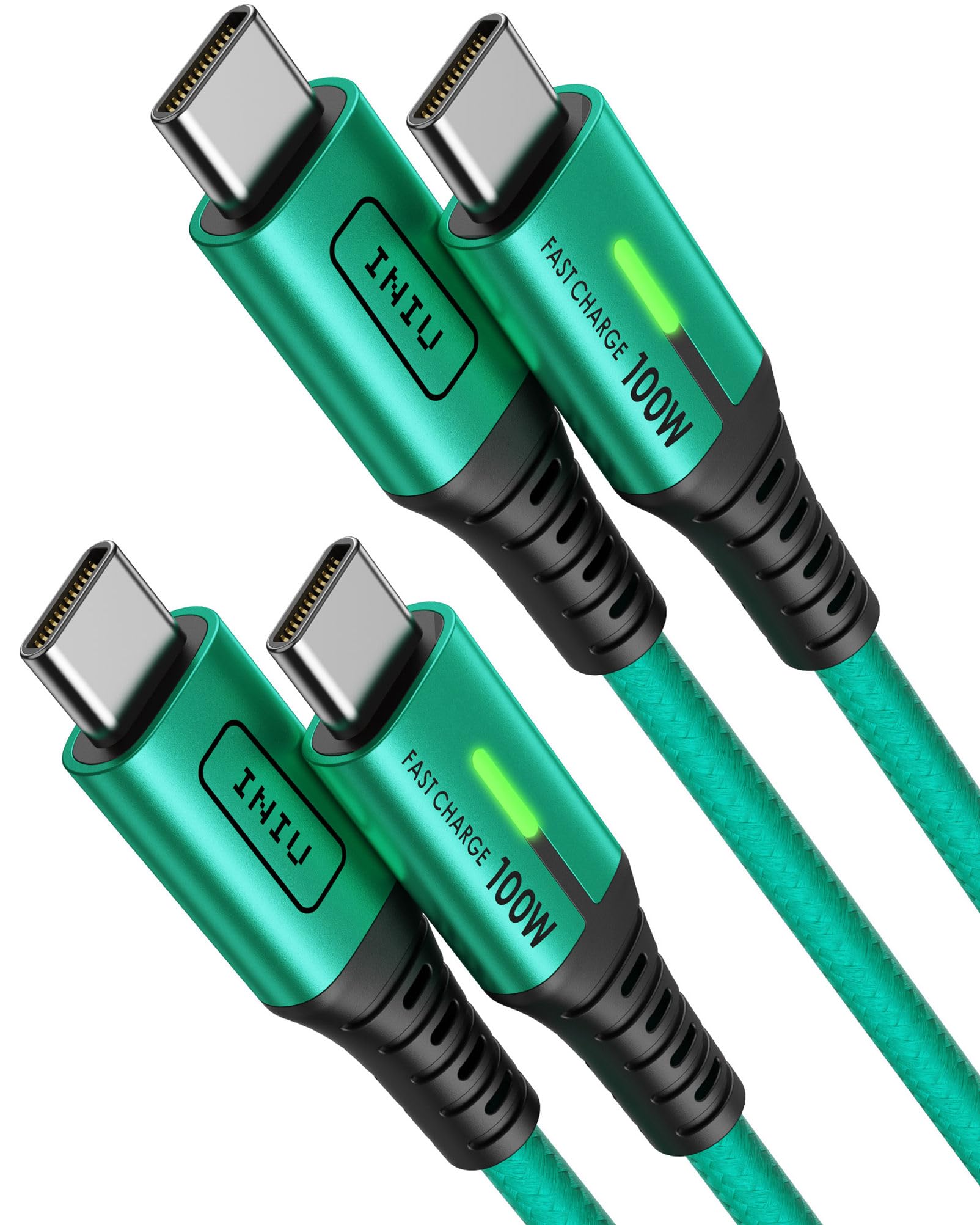 INIU USB C Charging Cable, [6.6ft, Green] 2-Pack Type C Charger Cord for iPhone 17 16 15 Pro Max Samsung S25 S24 Laptops MacBook iPad Air Switch etc.
