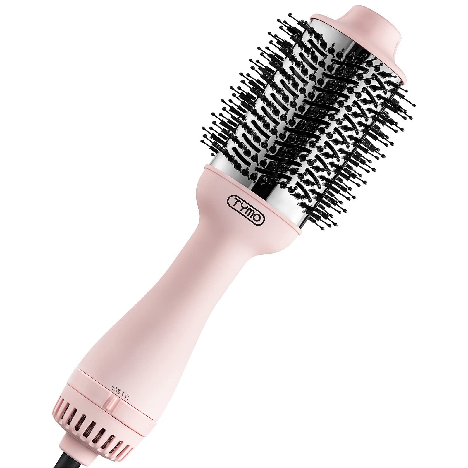 TYMO Pink Volumizer Hair Dryer Brush with Titanium Barrel, 1200W, 3 Speeds, Nylon Bristles, Ionic Technology, Salon Long-lasting Hairstyles, Hot Air B