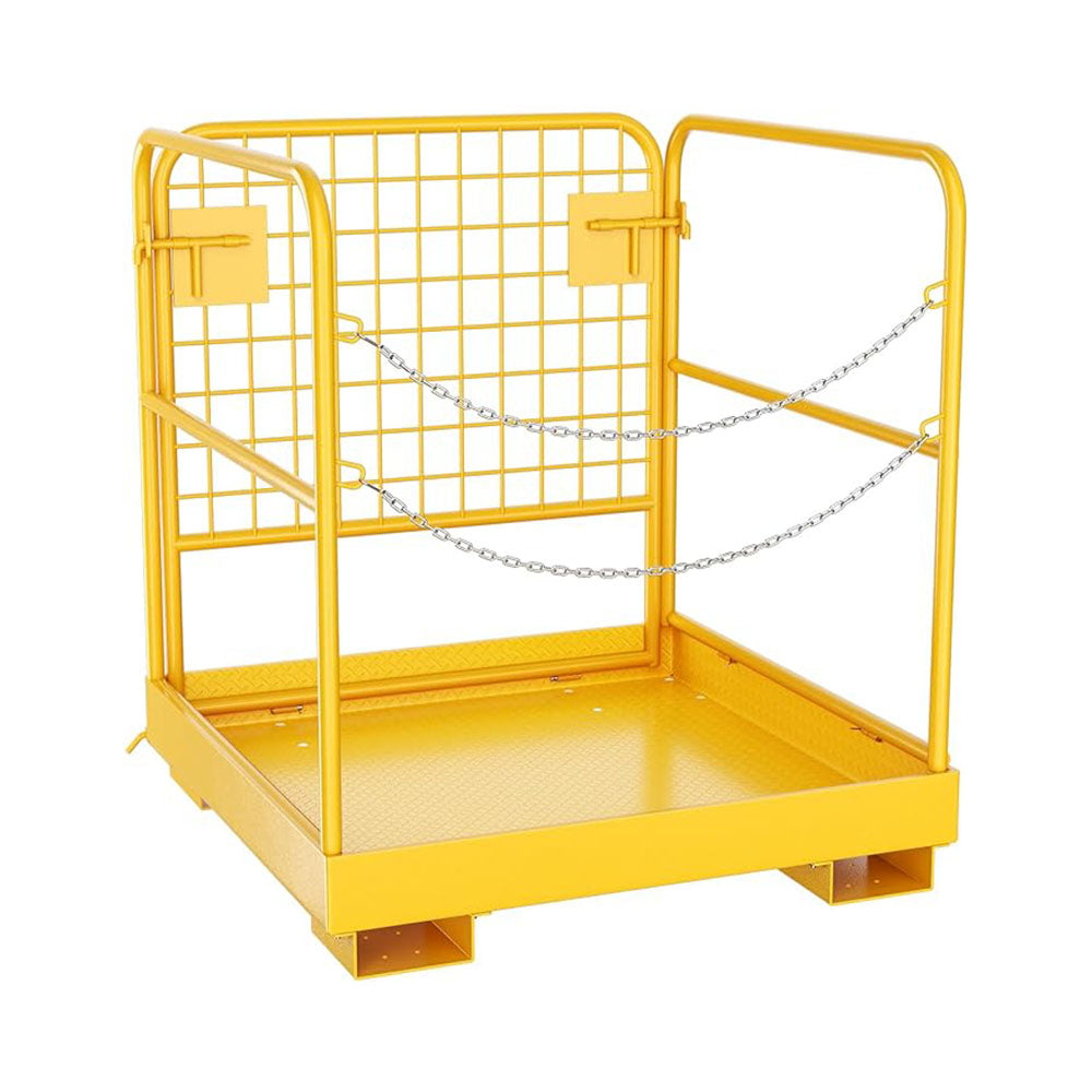 Garvee Forklift Safety Cage, 36"x36" Heavy Duty Forklift Man Basket Foldable Forklift Work Platform with Double Chain Guardrail Perfect for Aerial Wor