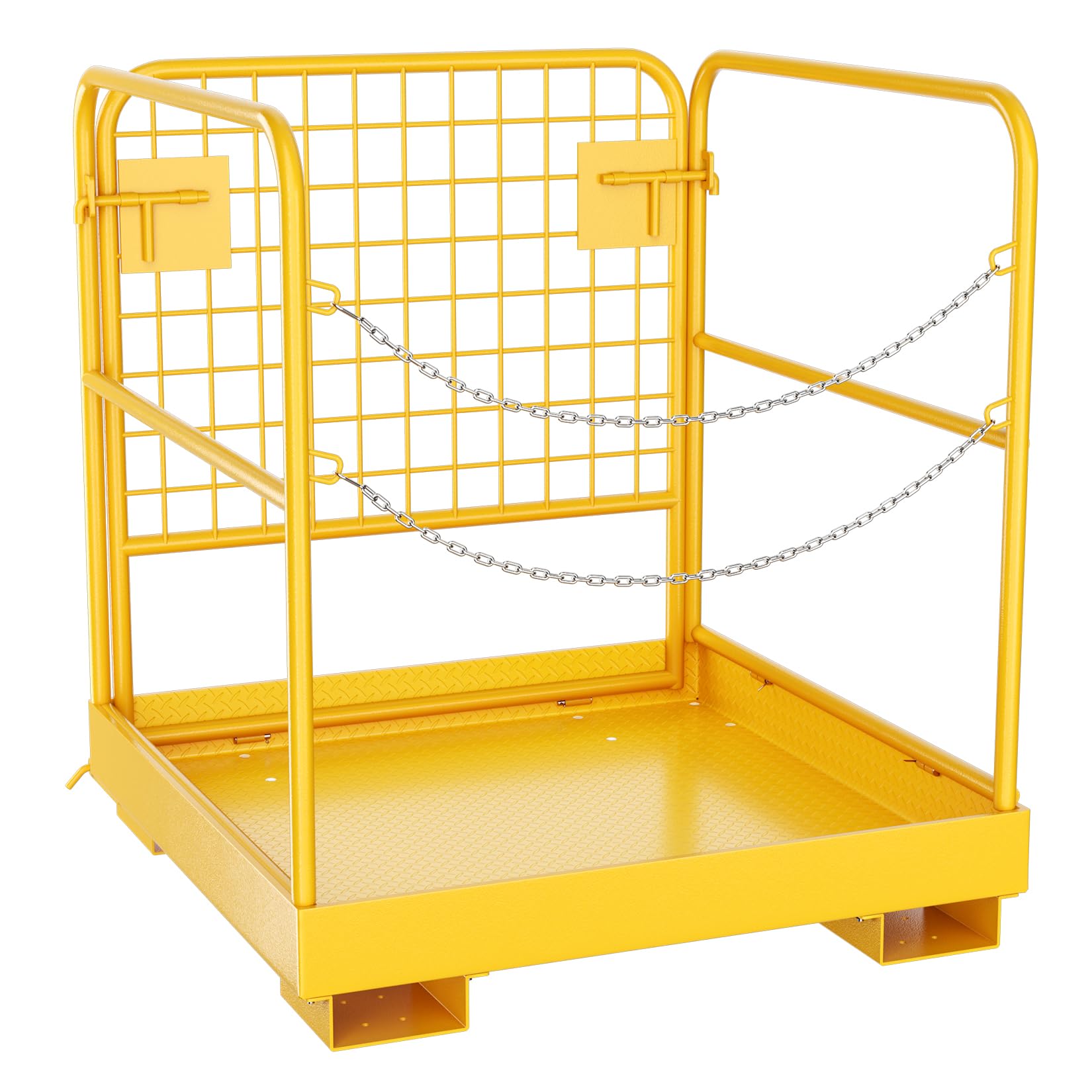Garvee Forklift Safety Cage, 36"x36" Heavy Duty Forklift Man Basket Foldable Forklift Work Platform with Double Chain Guardrail and Wheels Perfect for
