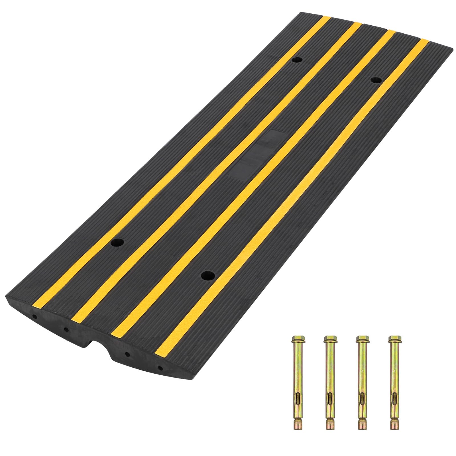 Garvee Rubber Speed Bumps Humps 1 Channel Reductores, 15 Ton Capacity Curbside Bridge Ramp for Car, Truck, Scooter, Bike, Motorcycle, Wheelchair Mobil