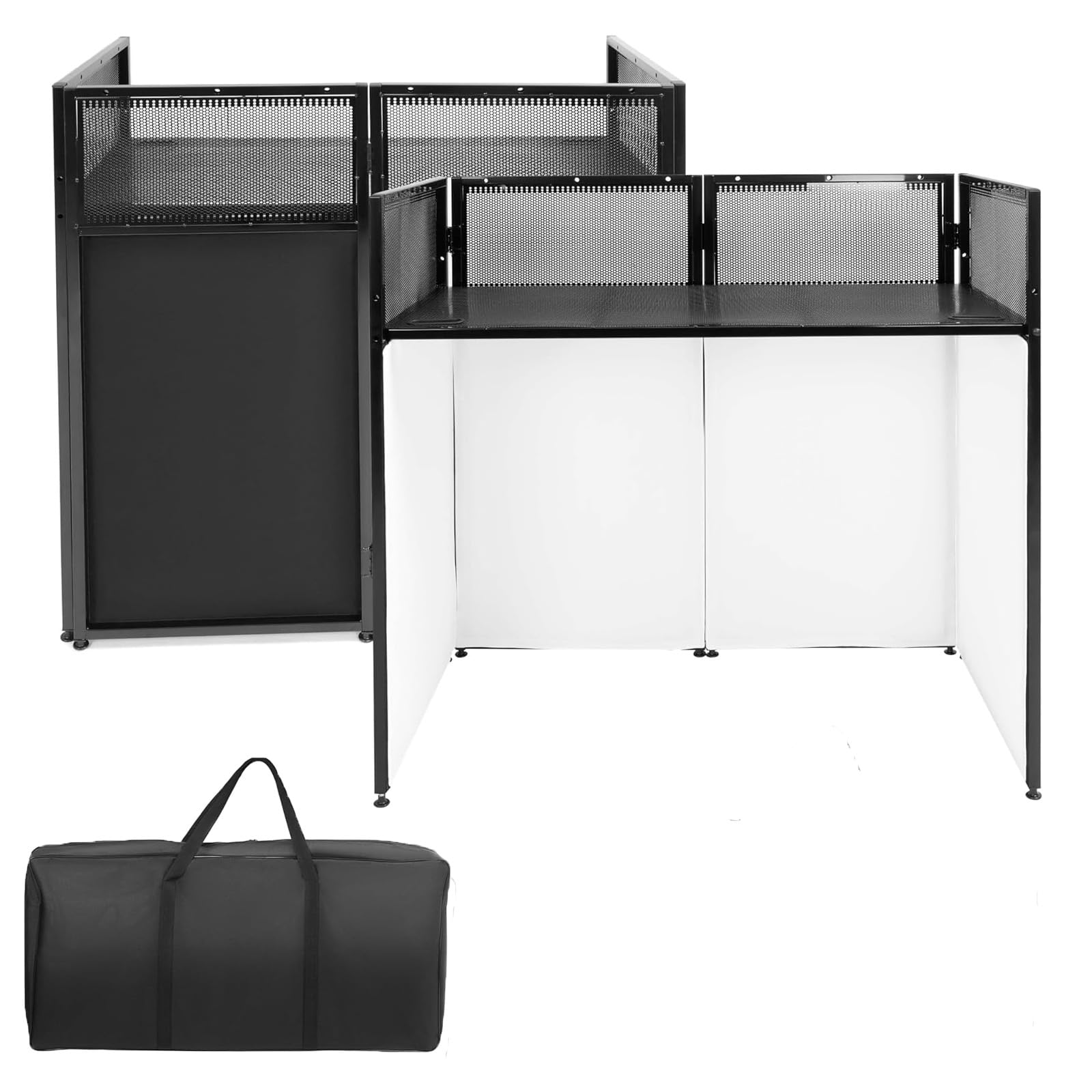 Garvee DJ Booth Portable DJ Facade Table Station Event Foldable 20"x40" Tabletop with Travel Bag and Black & White Lighting Scrims for Show, Party, Ga