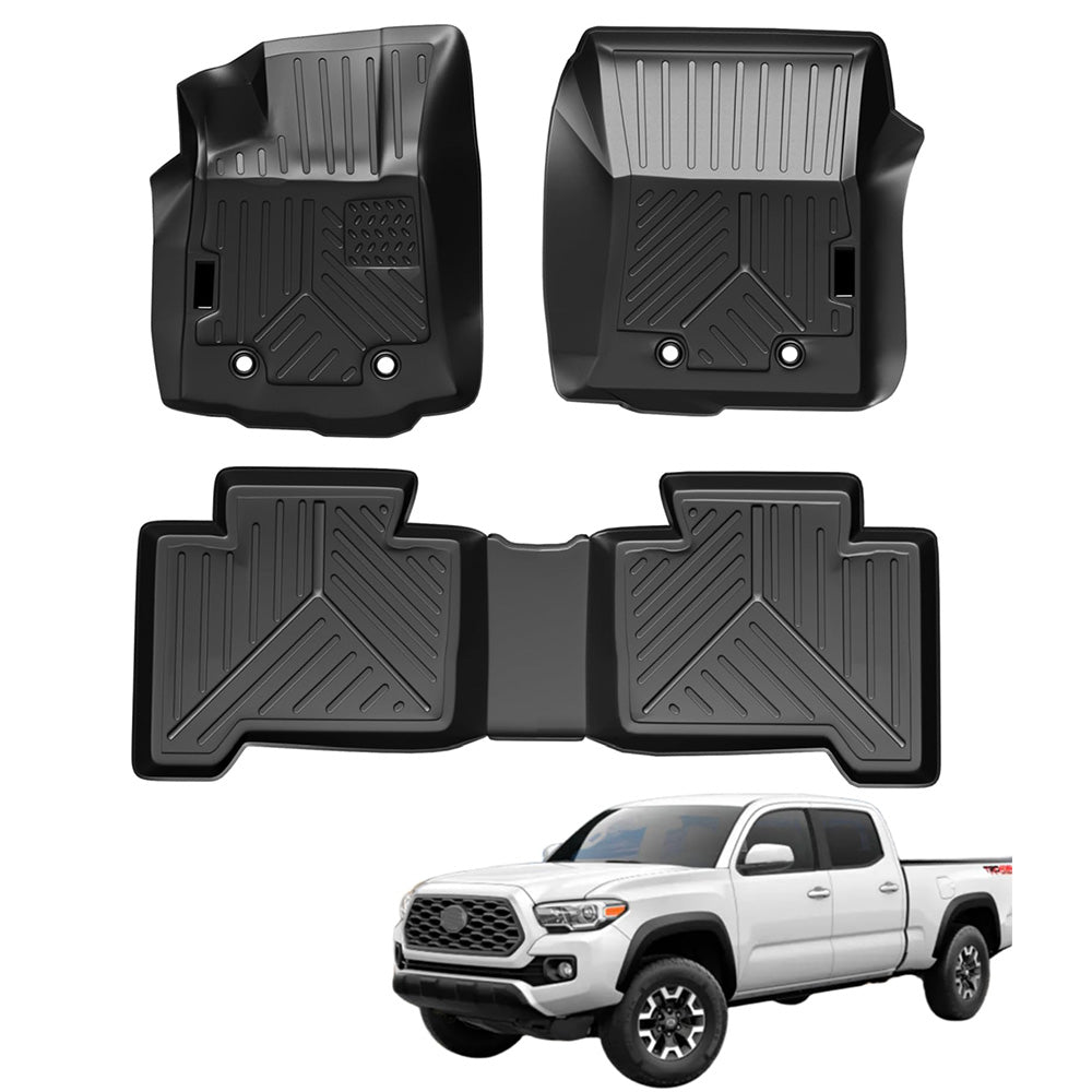 Garvee Custom Fit Floor Mats for Toyota Tacoma Double Cab 2018-2023,3 Pack TPE Floor Liners Compatible with 2018 2019 2020 2021 2022 2023 Toyota Tacom