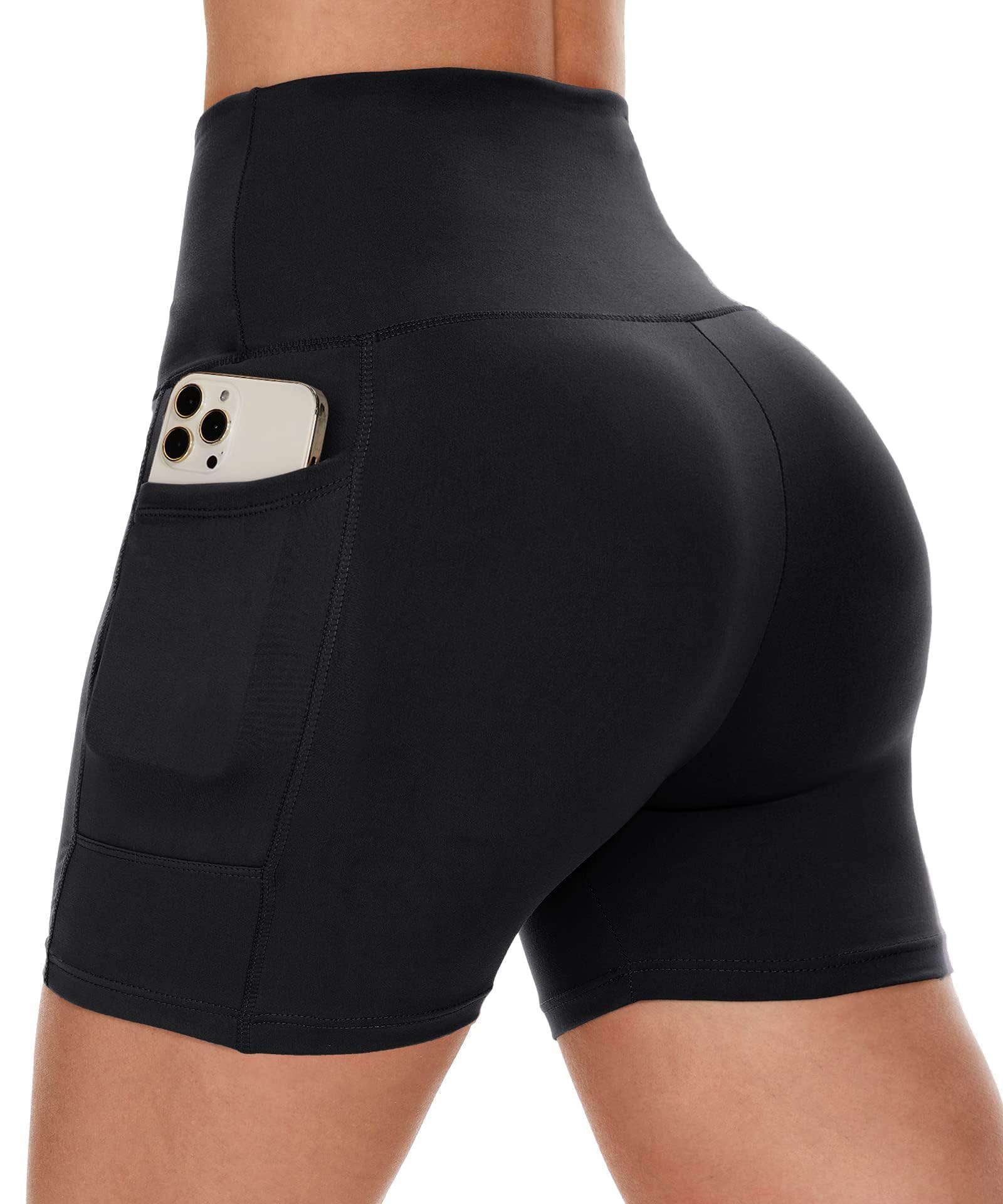 CAMPSNAIL Biker Shorts Women with Pockets - 3"-5"-8" High Waisted Workout Spandex Tummy Control Gym Running Yoga Shorts 5 IN 3X-Large 1#black