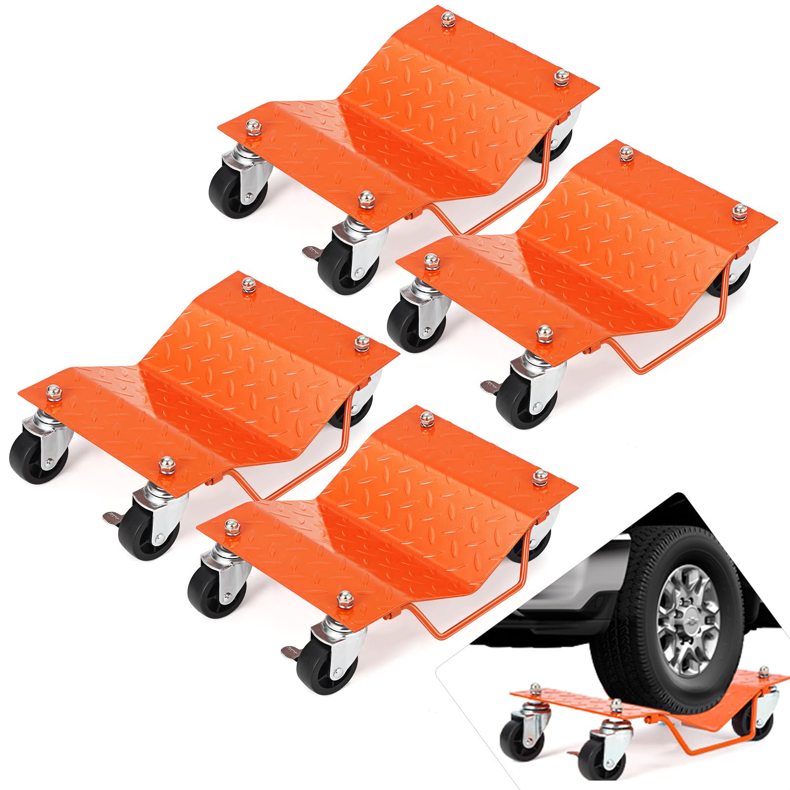 Garvee Car Dolly Set of 4, 6000 LBS Capacity Car Wheel Dolly With Rotating Wheels, Car Dollies, Car Dolly for Moving Vehicles, Wheel Dolly Set of 4