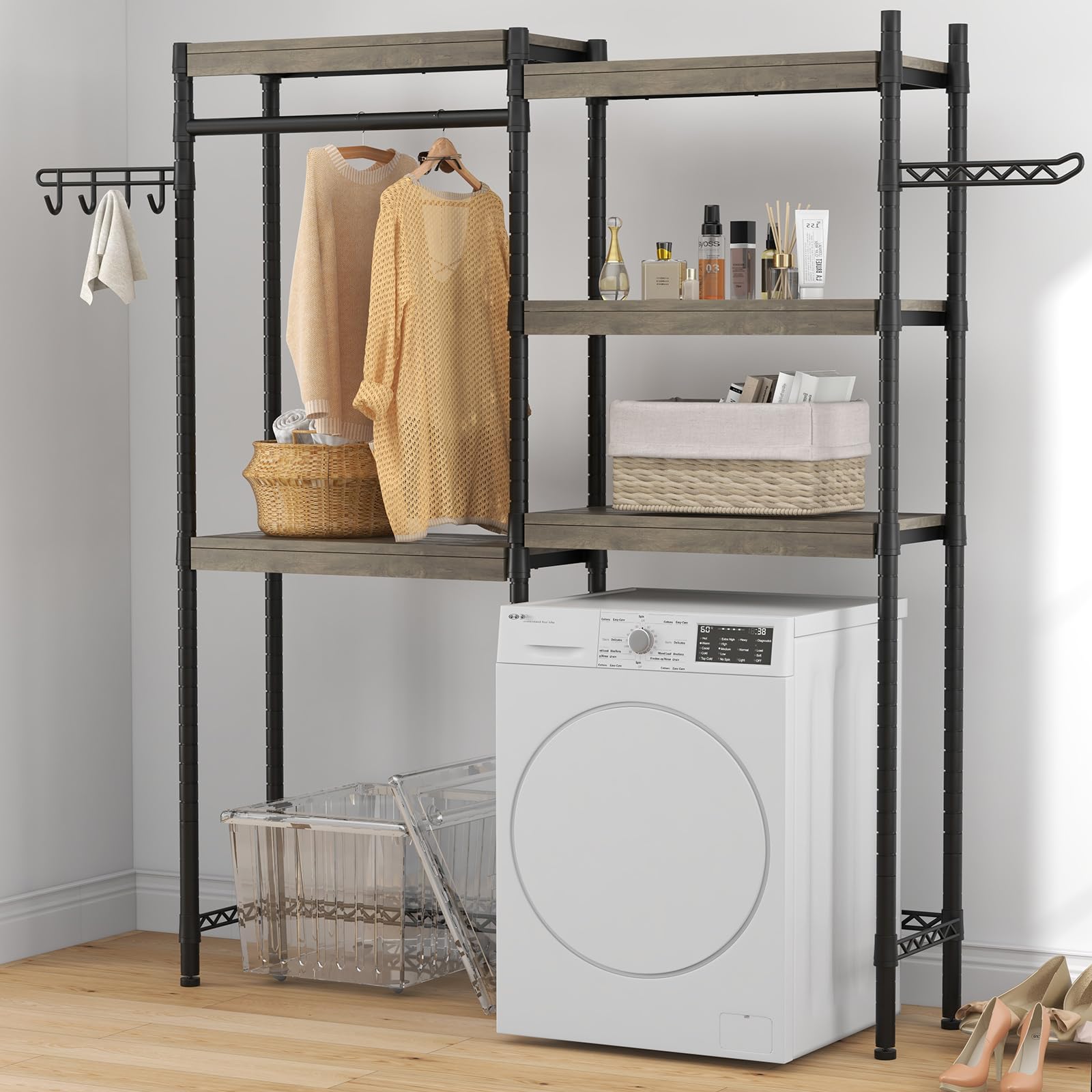Garvee Over Washer and Dryer Shelves, 5-Tier Laundry Room Shelves Heavy Duty Washer Dryer Shelf Freestanding Space Saver and Organization Shelves for 