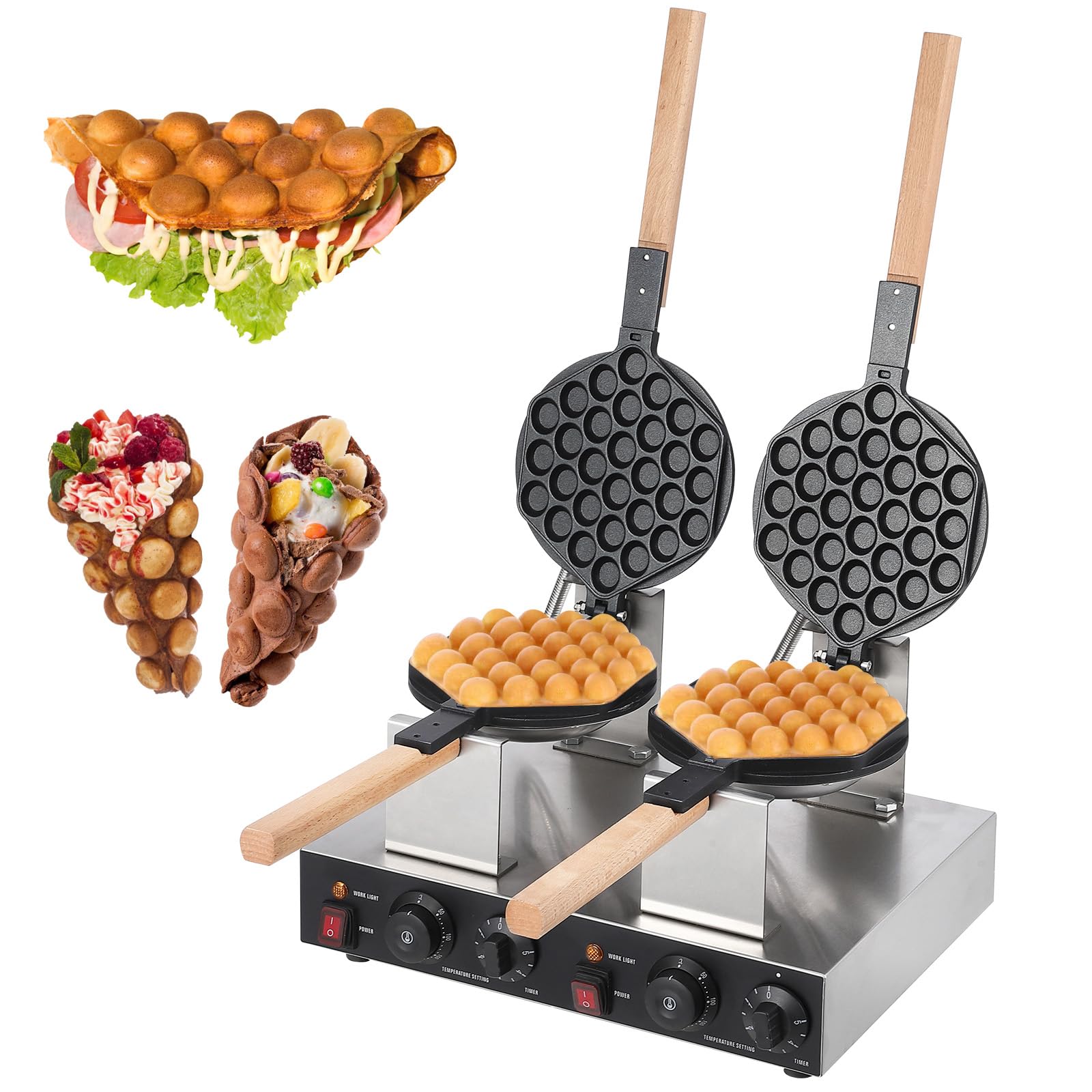 Garvee Bubble Waffle Maker 2800W Commercial Bubble Waffle Maker Machine Non-Stick Egg Waffle Maker Electric Bubble Waffle Baker for Home or Commercial
