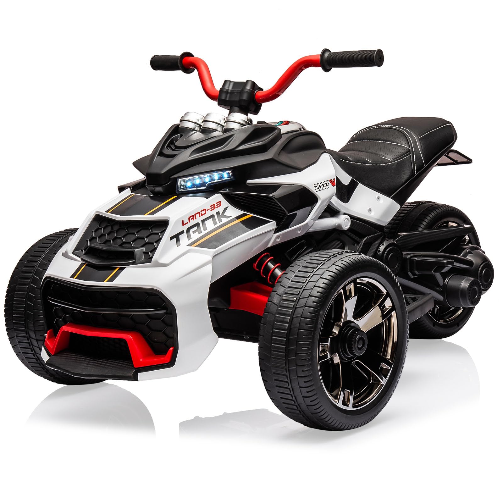 Garvee 12V Kids Ride on Toy for Kids, 2x55W Powerful Engine 7AH Battery, 3 - 7 km-H, 3 Wheelers Electric Vehicle, LED Lights, 2 Speeds, EVA Tire, Musi