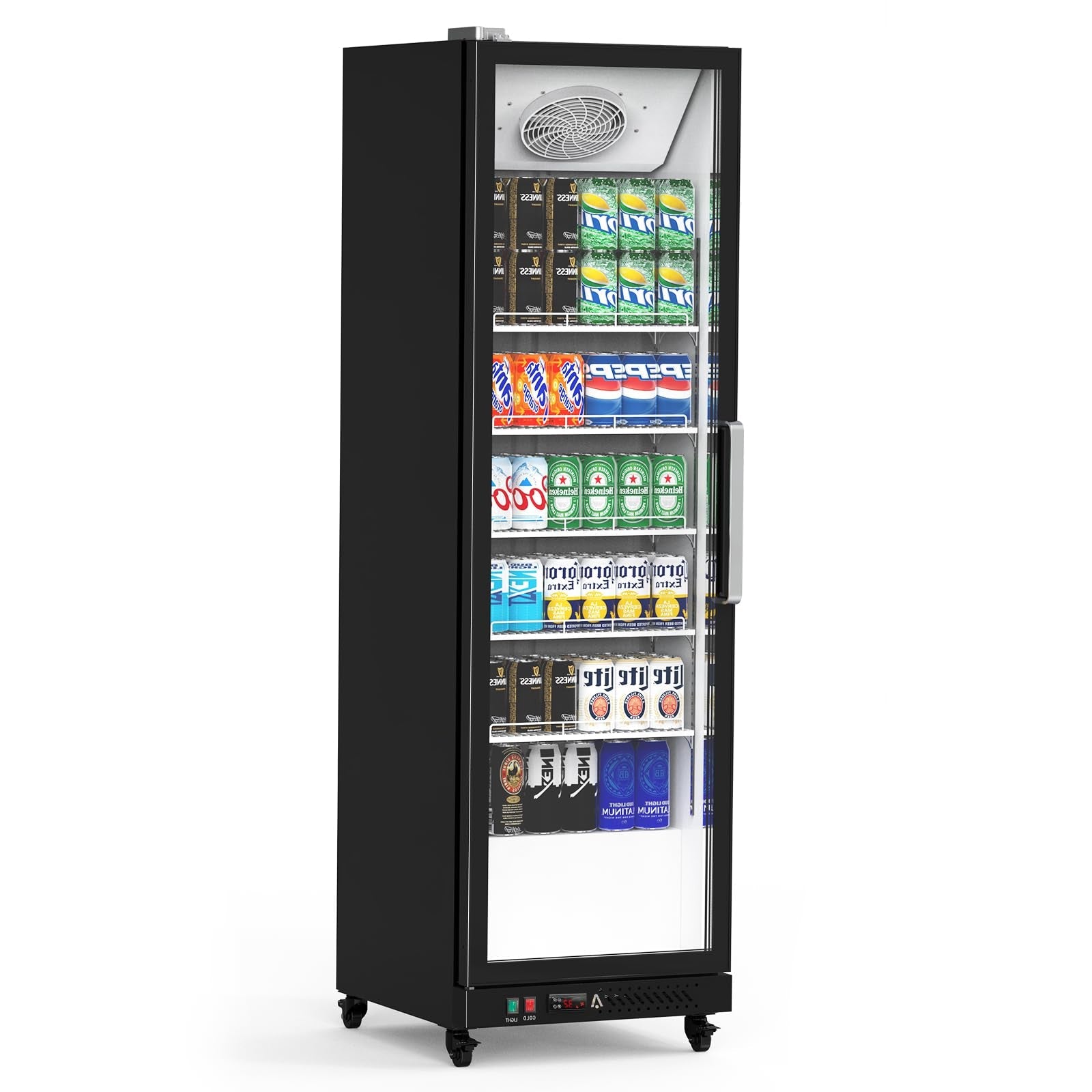 Garvee Commercial Refrigerator, Display Fridge Merchandiser Upright Beverage Cooler, Single Glass Door Fridge with Adjustable Shelves & Drink Organize