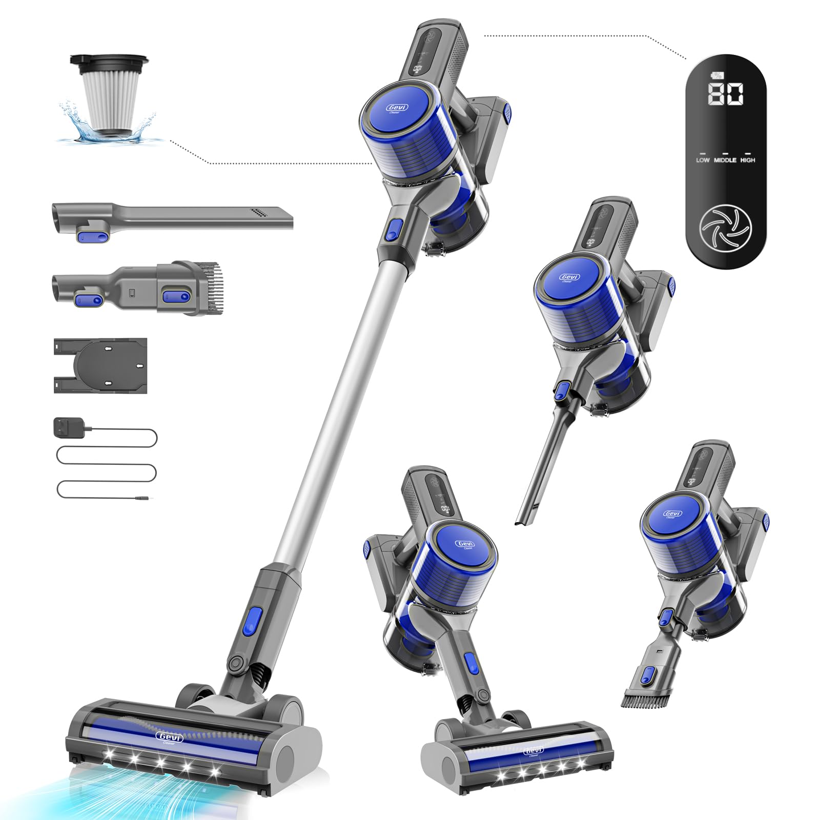 Cordless Vacuum Cleaners for Home | 400W Powerful Stick Vacuum | Long Runtime Detachable Battery | LED Display | Deep Clean for Pet Hair Hard Floor Ca