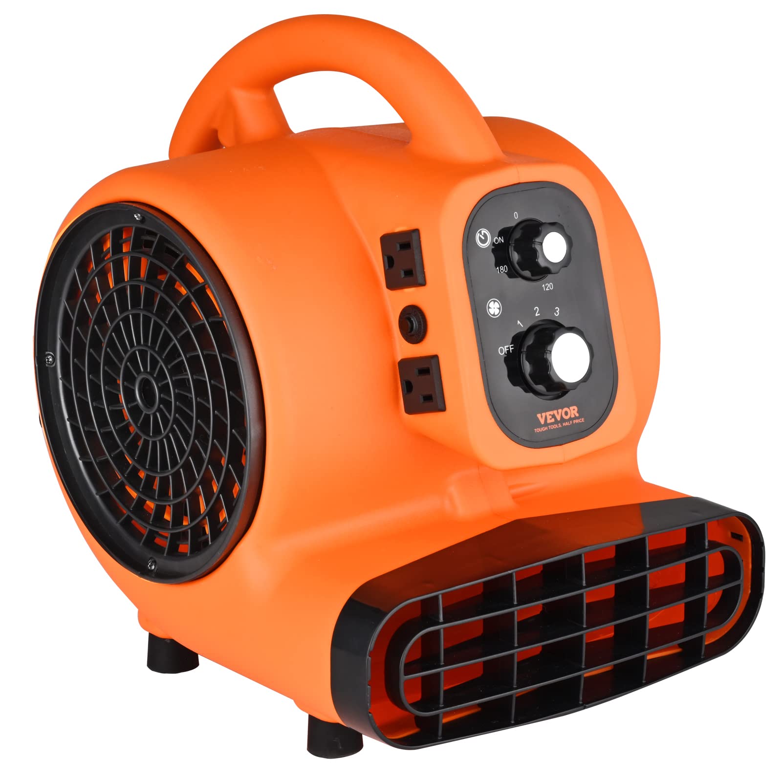 VEVOR Air Mover, 1-4 HP 1000 CFM Carpet Dryer for Cooling and Ventilating, Portable Floor Blower Fan with 4 Blowing Angles and Time Function, for Jani