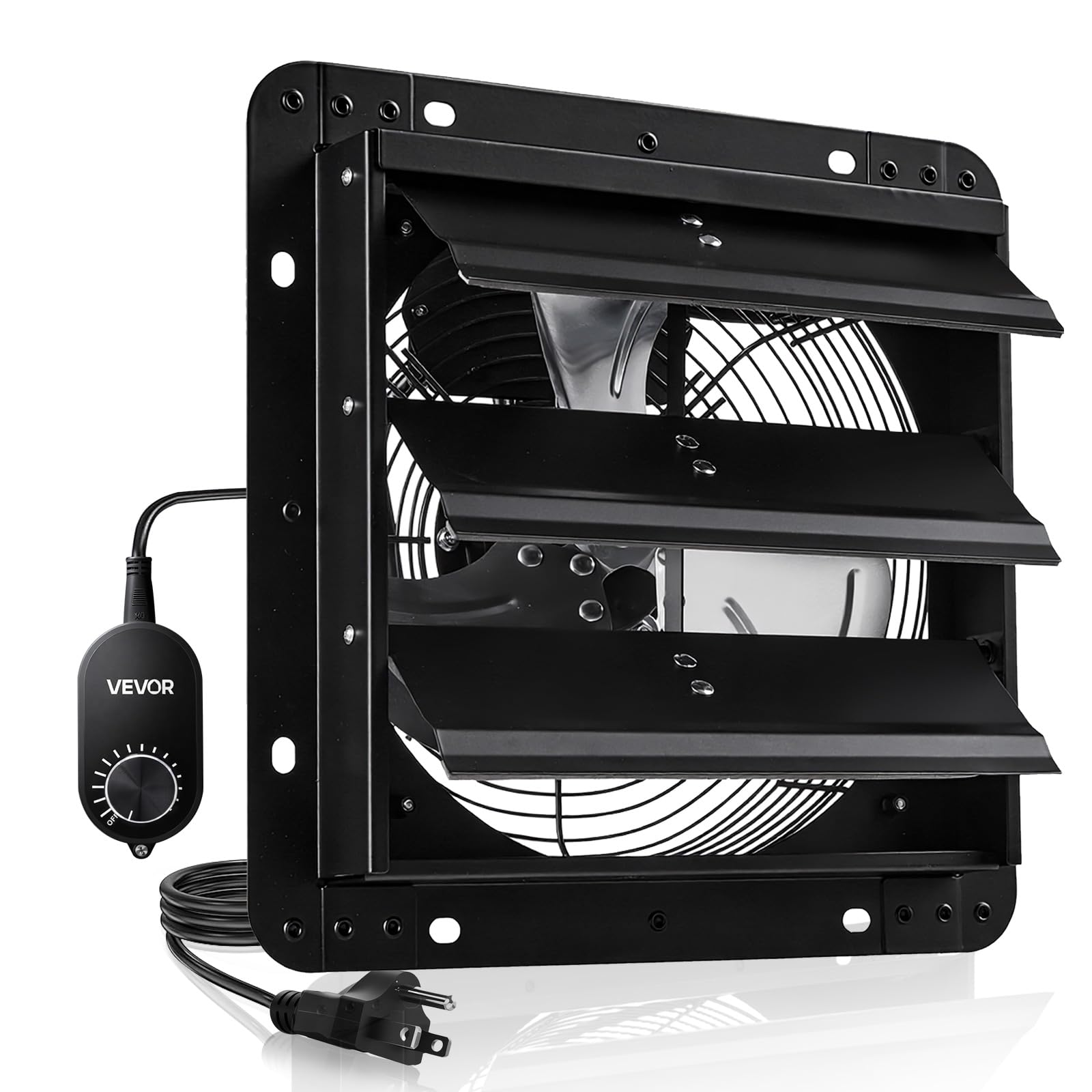 VEVOR 10 inch Shutter Exhaust Fan, Wall Mounted Attic Vent Fan with Variable Speed Controller, 900 CFM, AC Motor, Heavy-duty Steel, Low Noise for Shed
