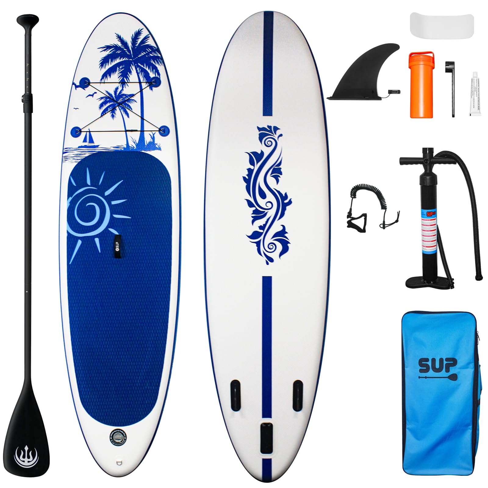 Garvee Inflatable Stand Up Paddle Boards with Paddle Board Accessories & Carry Bag & Pump, Wide Paddleboards, Non-Slip Comfort Deck Standing Surfboard